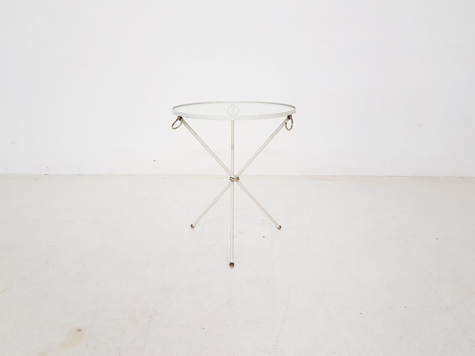 Jacques Adnet Brass and Glass Guéridon or Side Table, France, 1940s In Good Condition In Amsterdam, NL