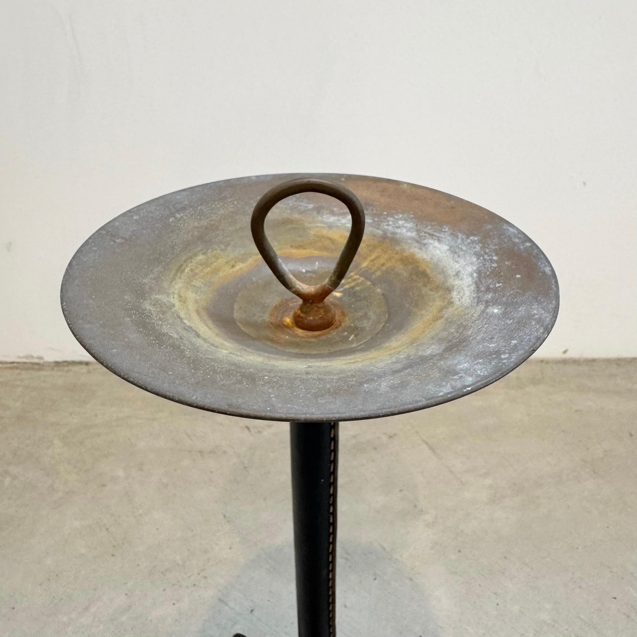French Jacques Adnet Brass and Leather Ashtray/Catchall, 1950s France
