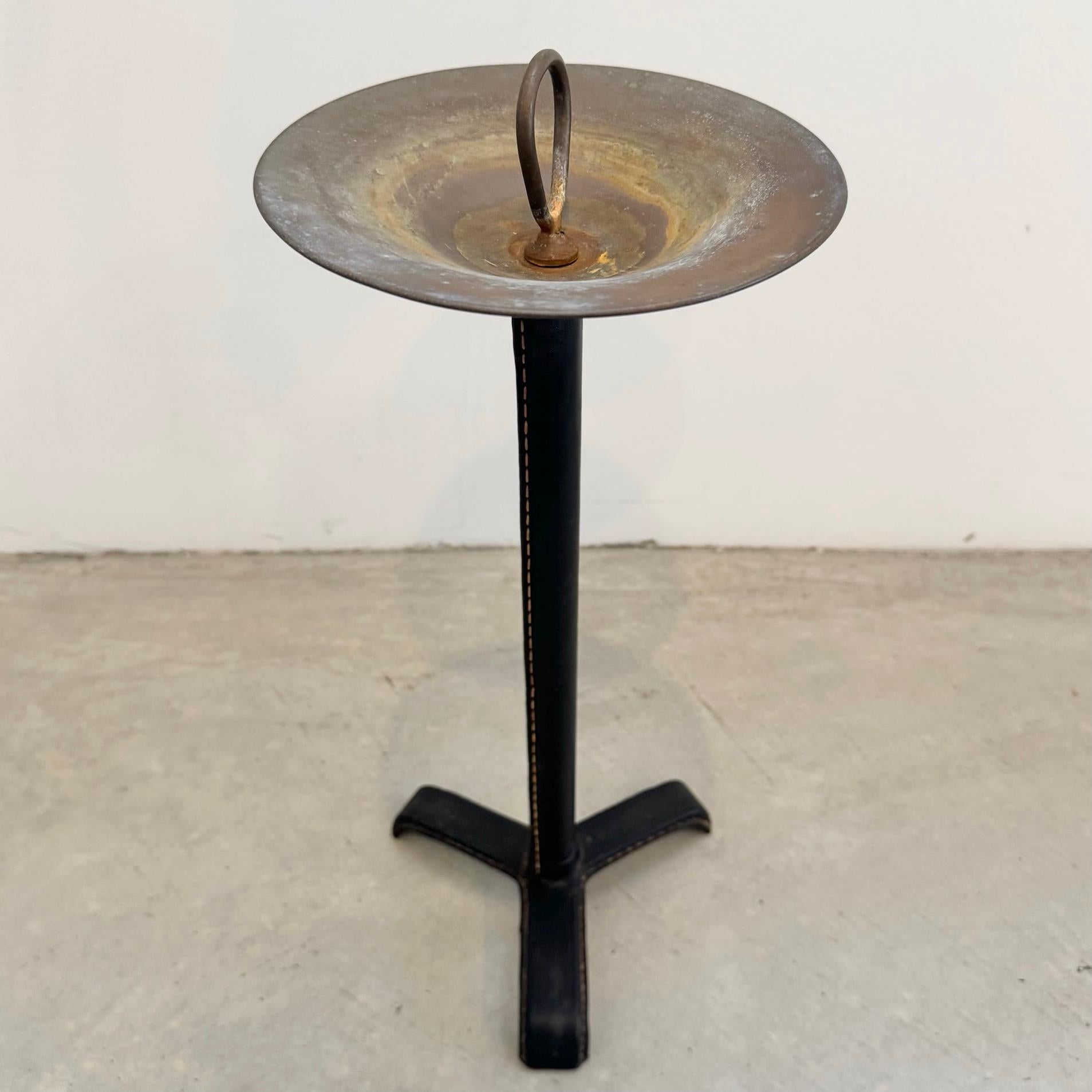 Jacques Adnet Brass and Leather Ashtray/Catchall, 1950s France In Good Condition In Los Angeles, CA