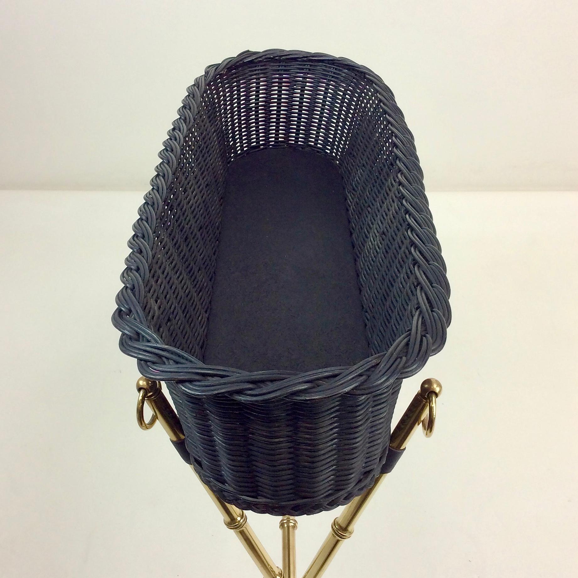 Jacques Adnet Brass and Wicker Jardiniere, circa 1960, France For Sale 6