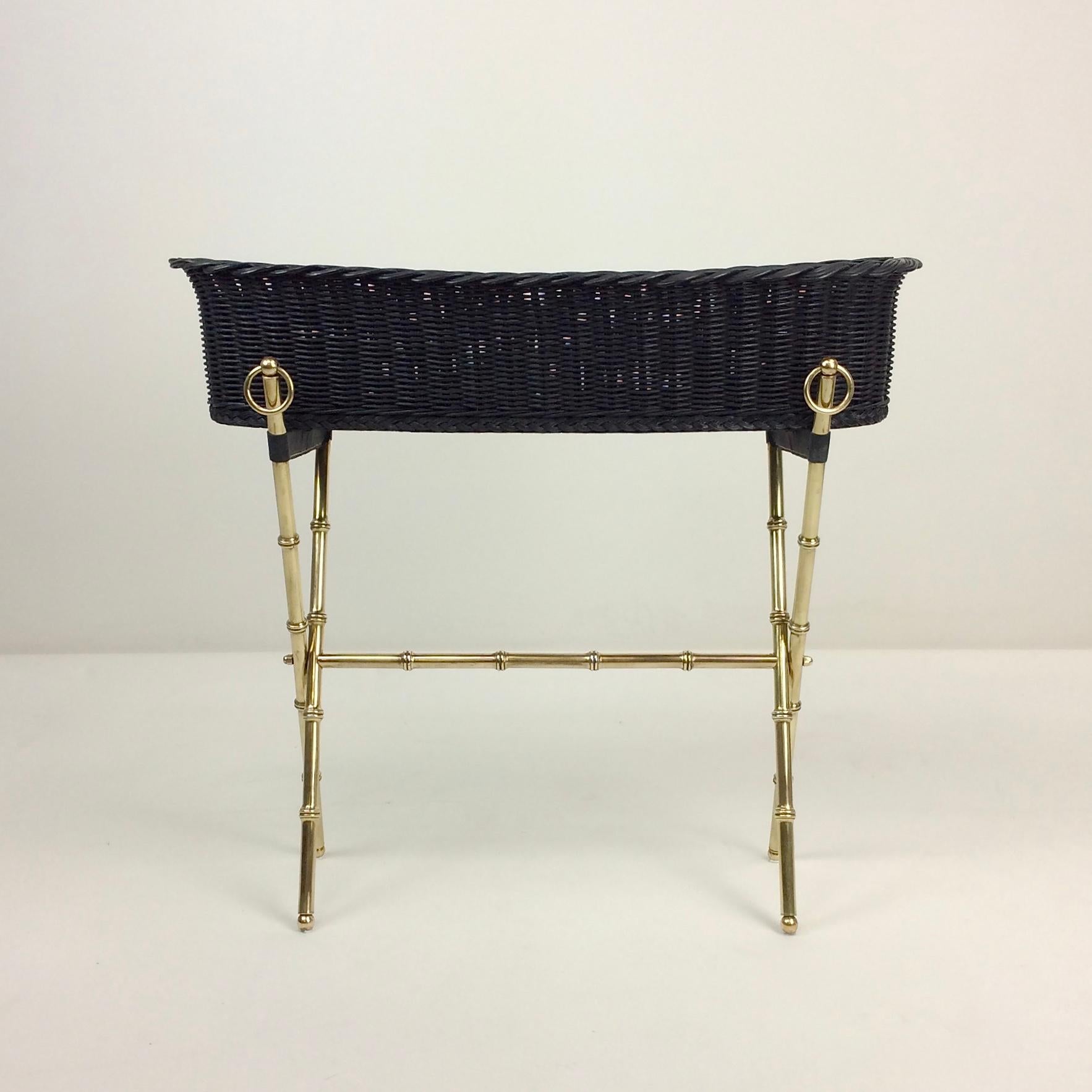 Jacques Adnet Brass and Wicker Jardiniere, circa 1960, France For Sale 11