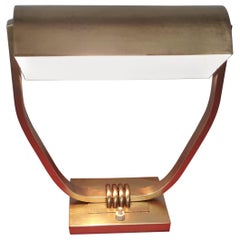 Jacques Adnet Brass Desk Table Lamp, French Modern, France, 1930