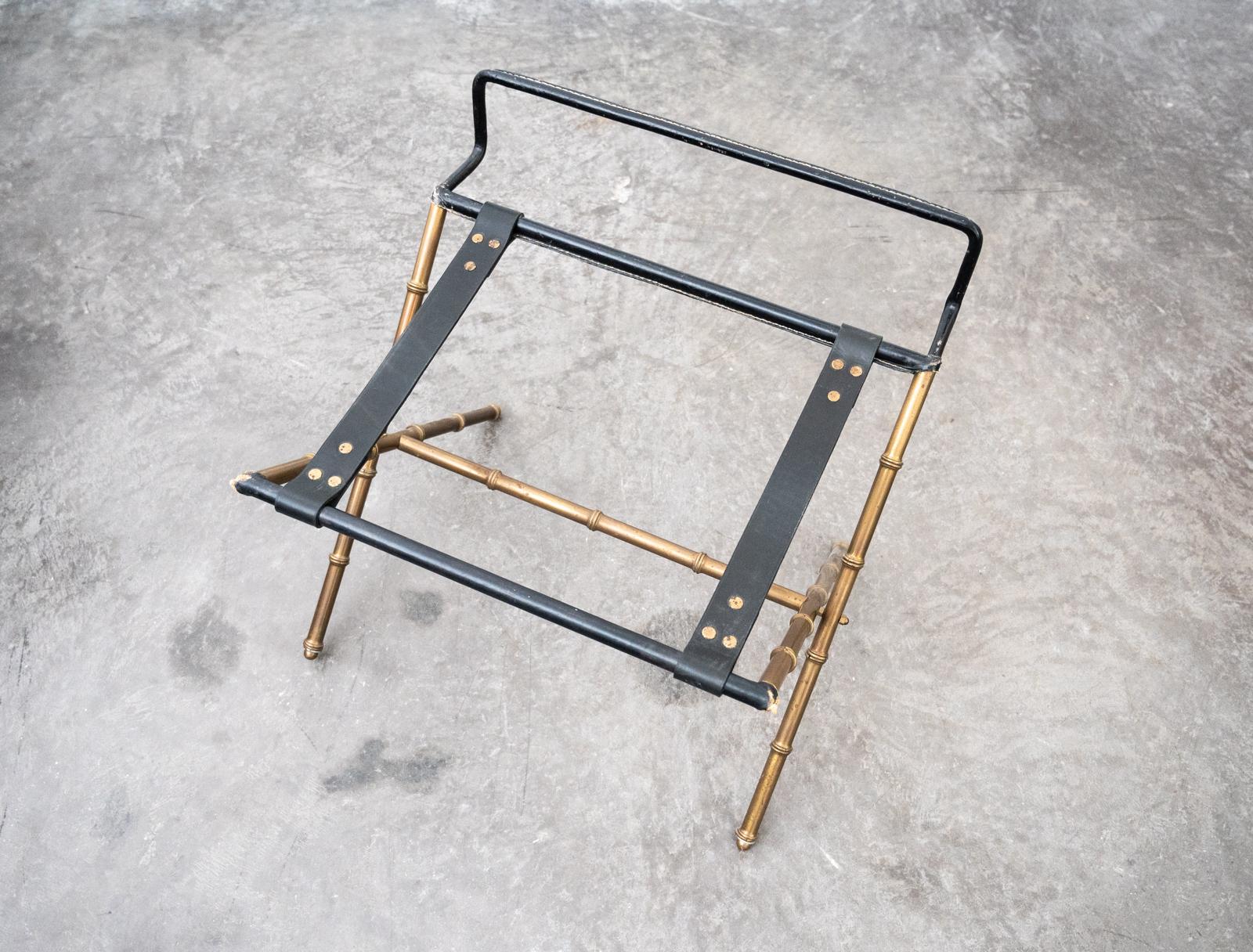 Jacques Adnet Brass Faux Bamboo Luggage Rack from the Majestic Hotel in Cannes In Good Condition In Henley-on Thames, Oxfordshire