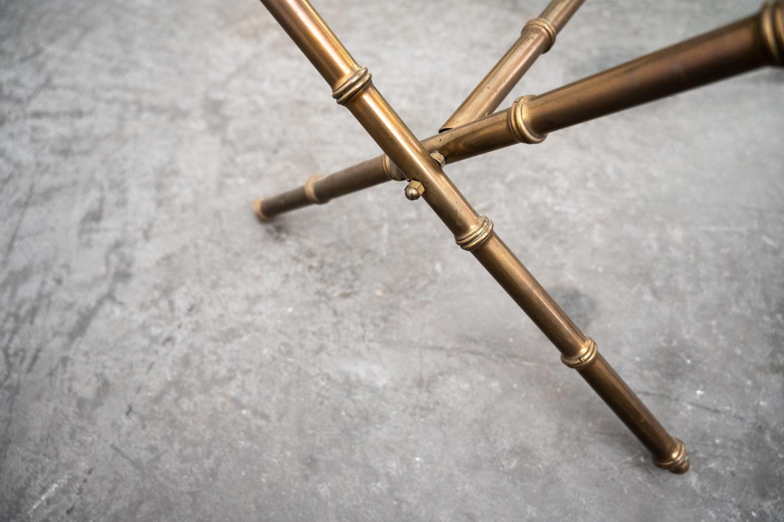 Mid-20th Century Jacques Adnet Brass Faux Bamboo Luggage Rack from the Majestic Hotel in Cannes