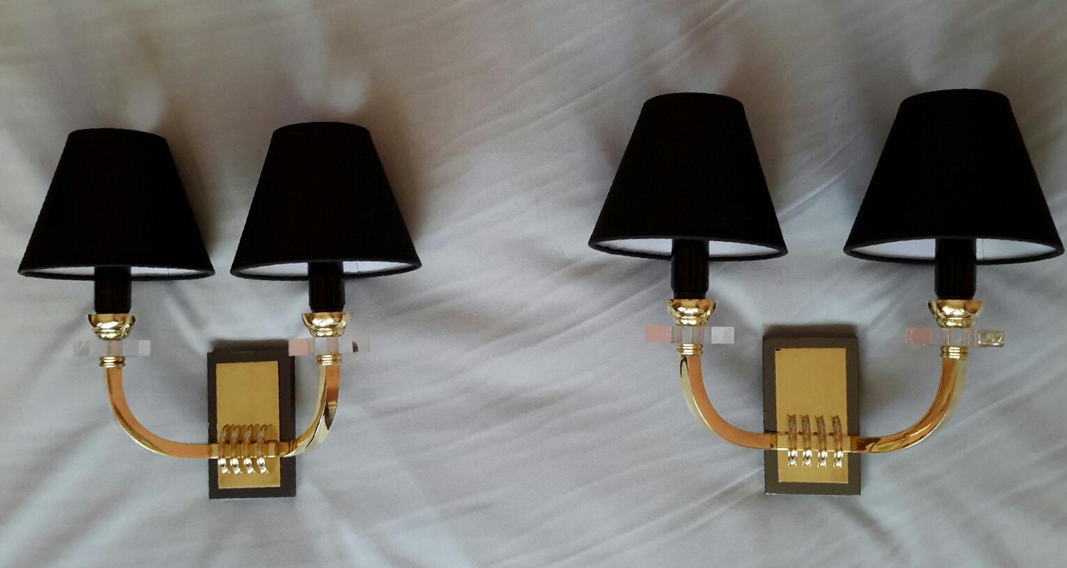 Jacques Adnet Bronze Neoclassical Sconces, France, 1950 For Sale 4