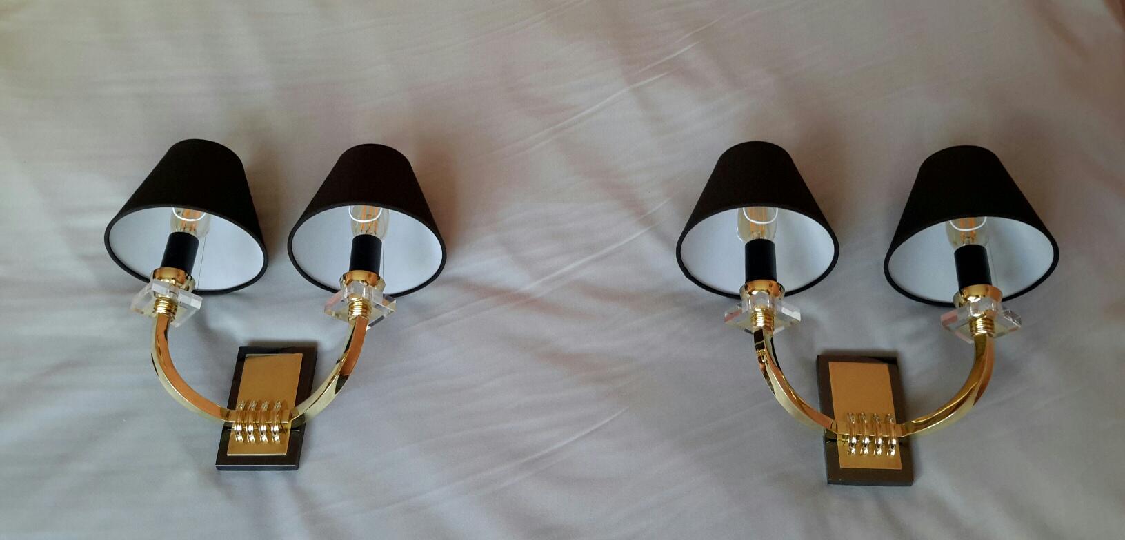 French Jacques Adnet Bronze Neoclassical Sconces, France, 1950 For Sale