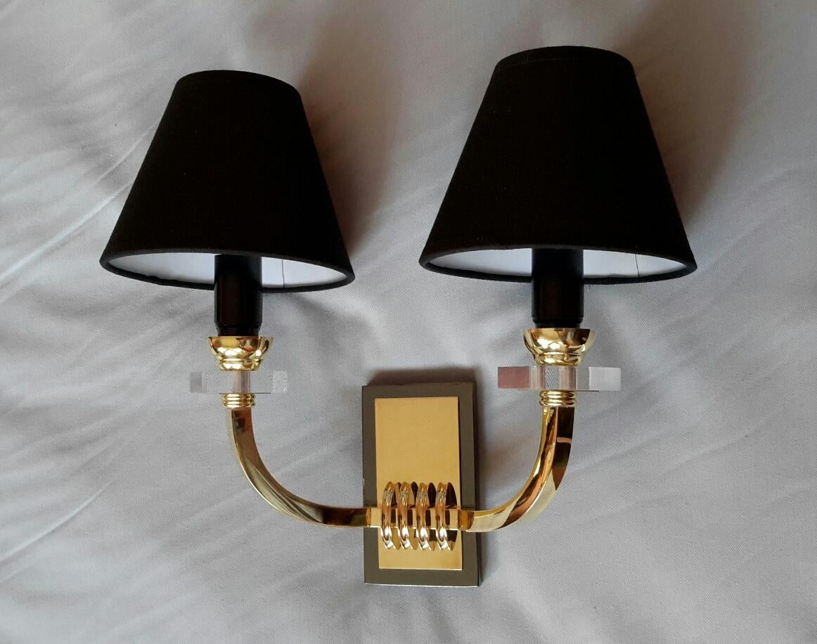 Jacques Adnet Bronze Neoclassical Sconces, France, 1950 In Good Condition For Sale In Paris, FR