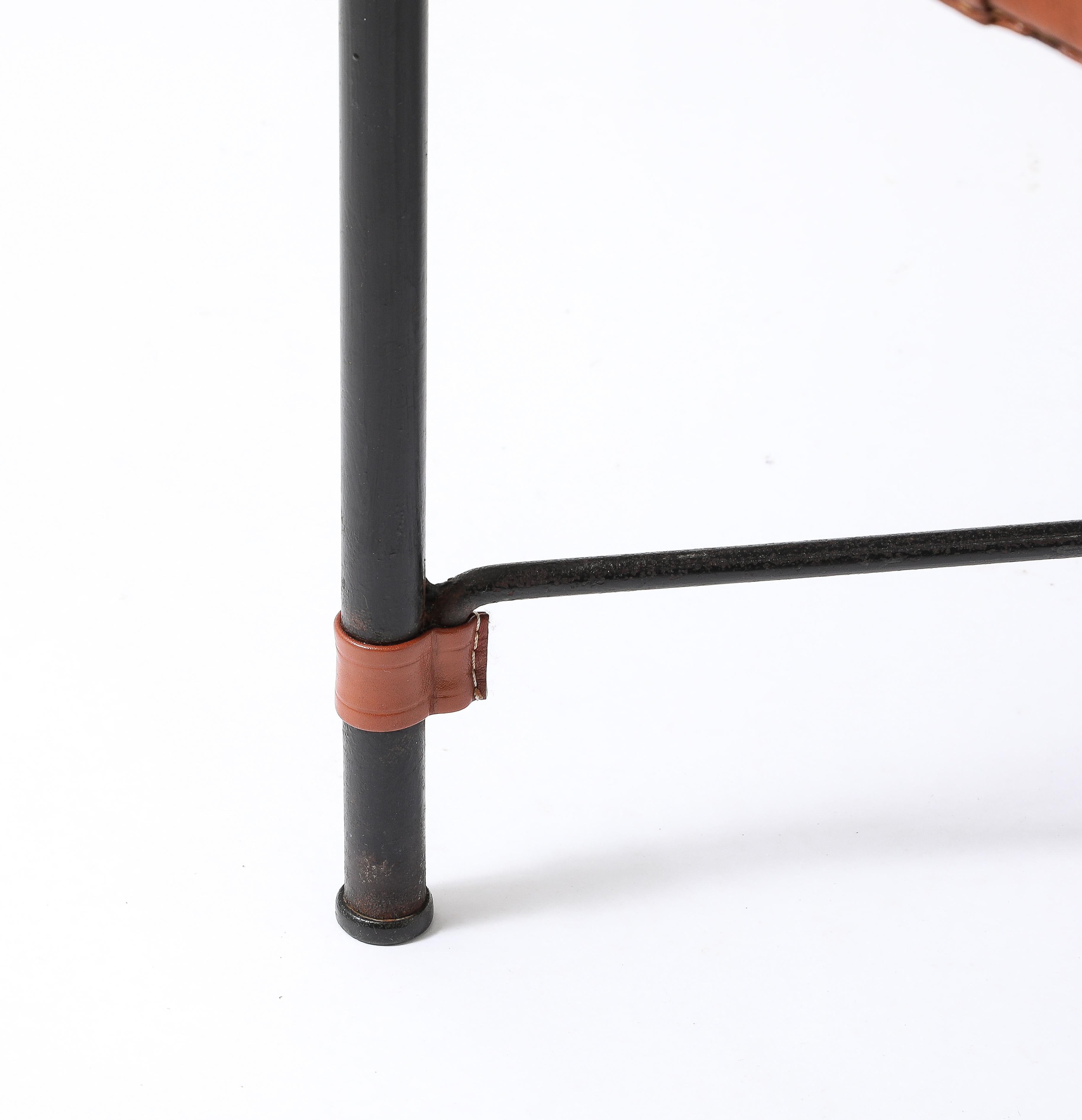 Jacques Adnet Brown Leather Coffee Table, France 1950's For Sale 3