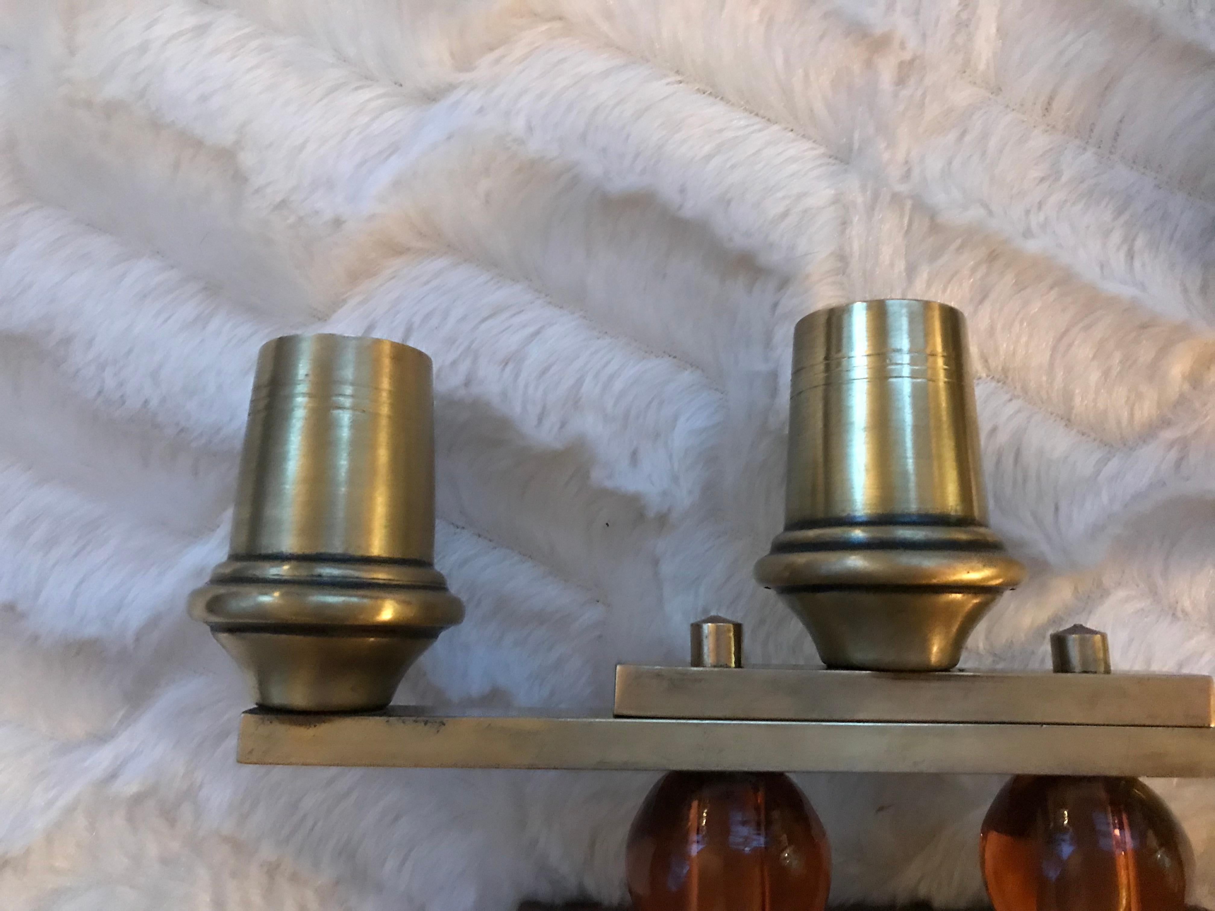 Crystal Jacques Adnet Candlesticks Wood Brass Glass French Mid Century Modern For Sale