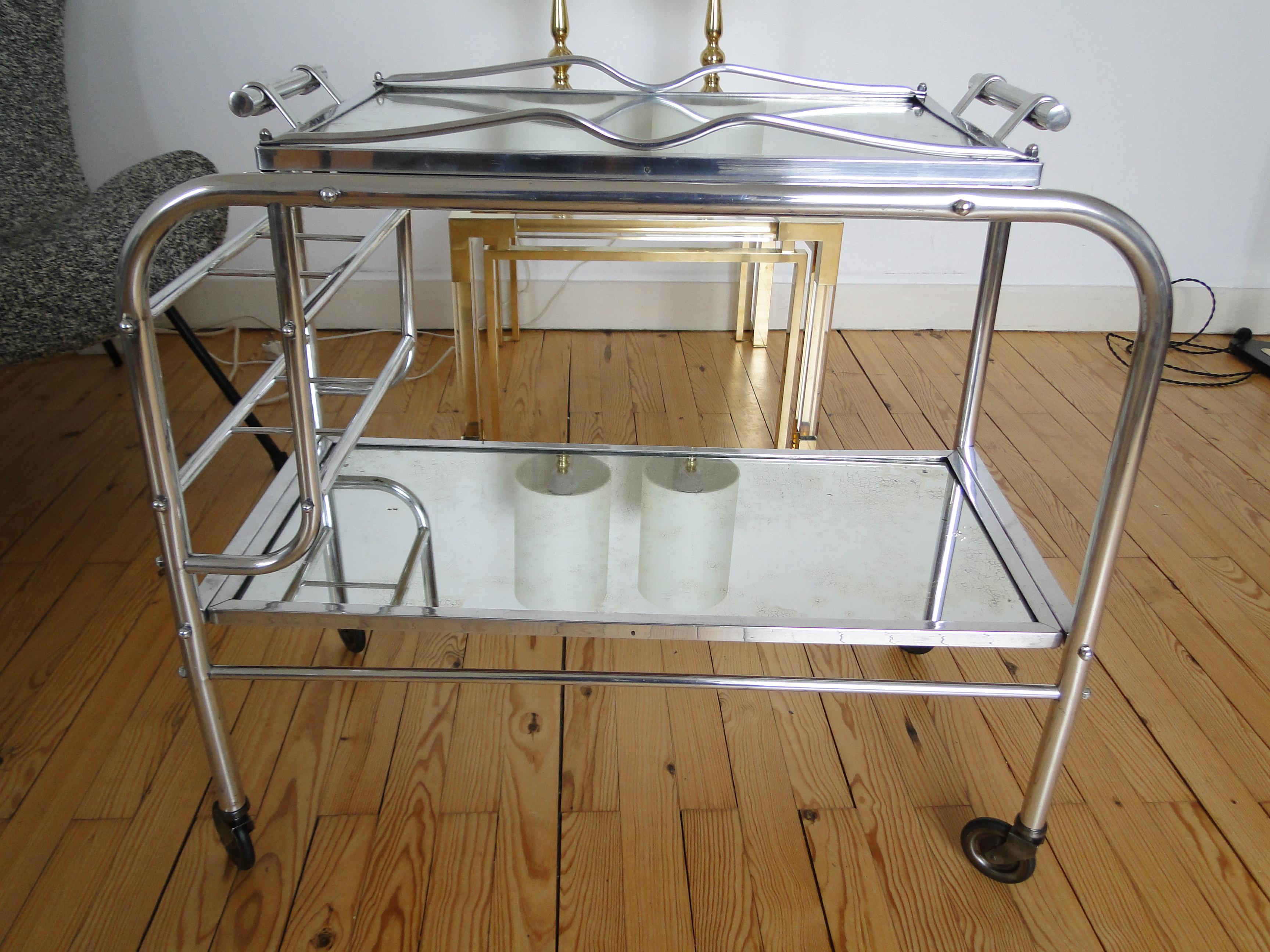 Jacques Adnet Cart Bar Trolley Tea Table For Sale 1