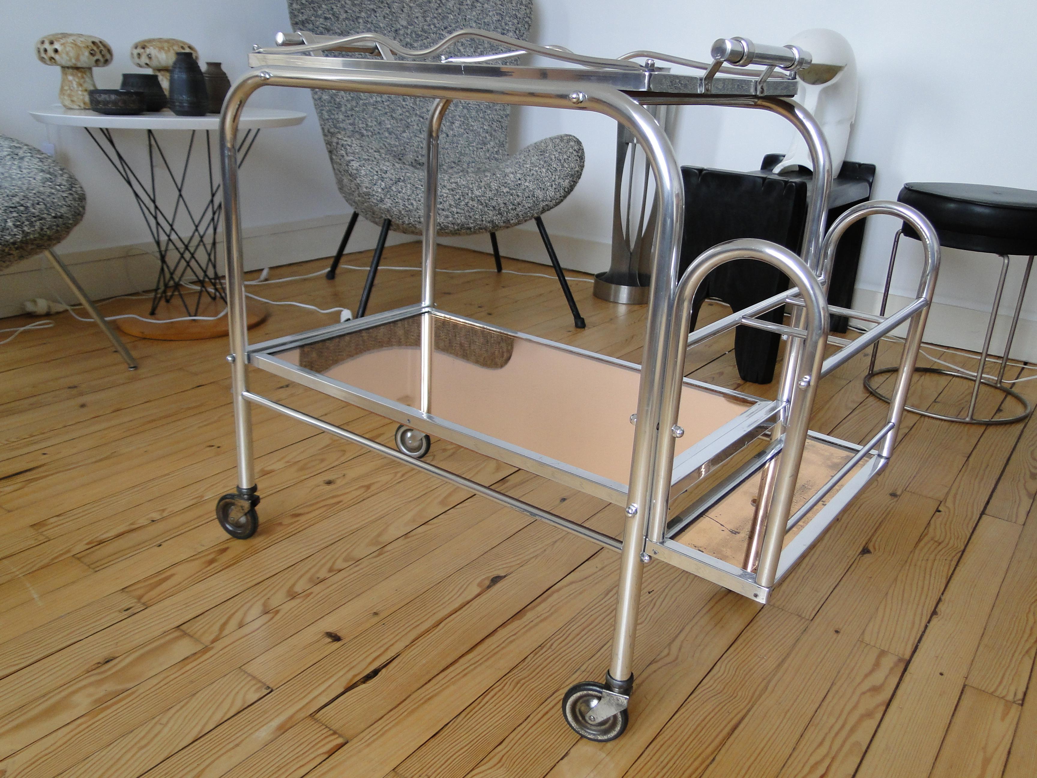 Jacques Adnet Cart Bar Trolley Tea Table For Sale 5