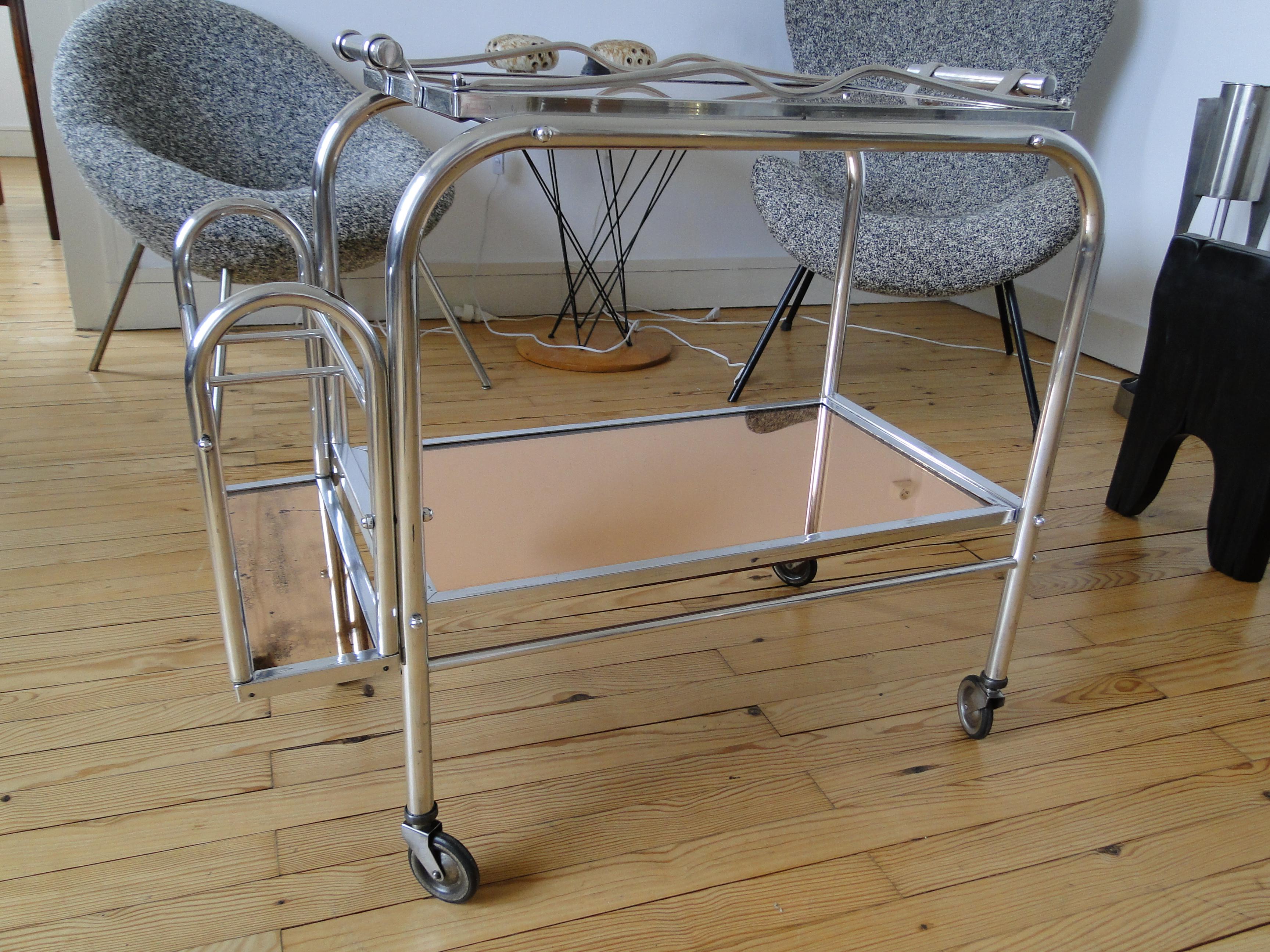 Jacques Adnet Cart Bar Trolley Tea Table For Sale 6
