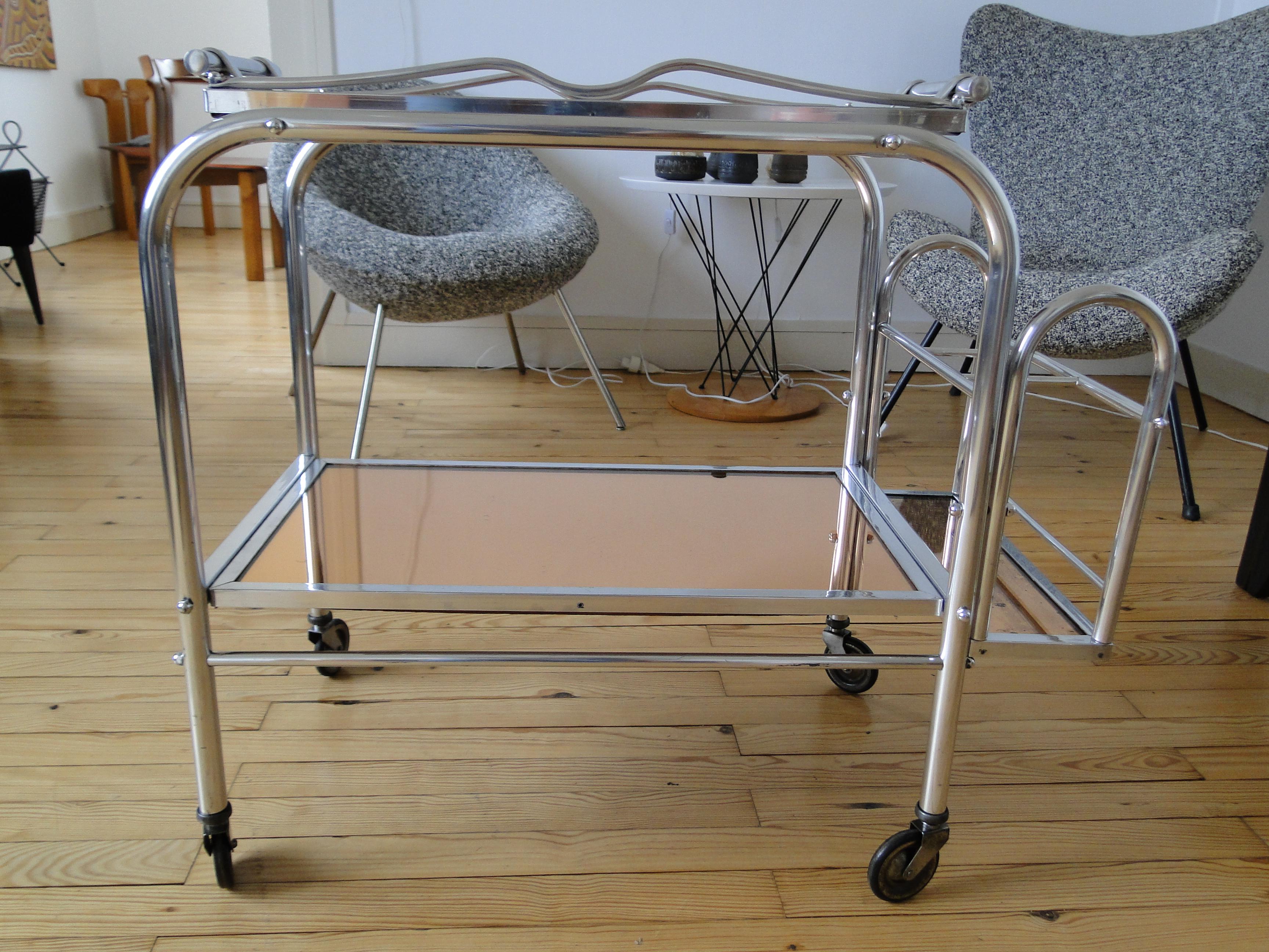 Jacques Adnet Cart Bar Trolley Tea Table For Sale 9
