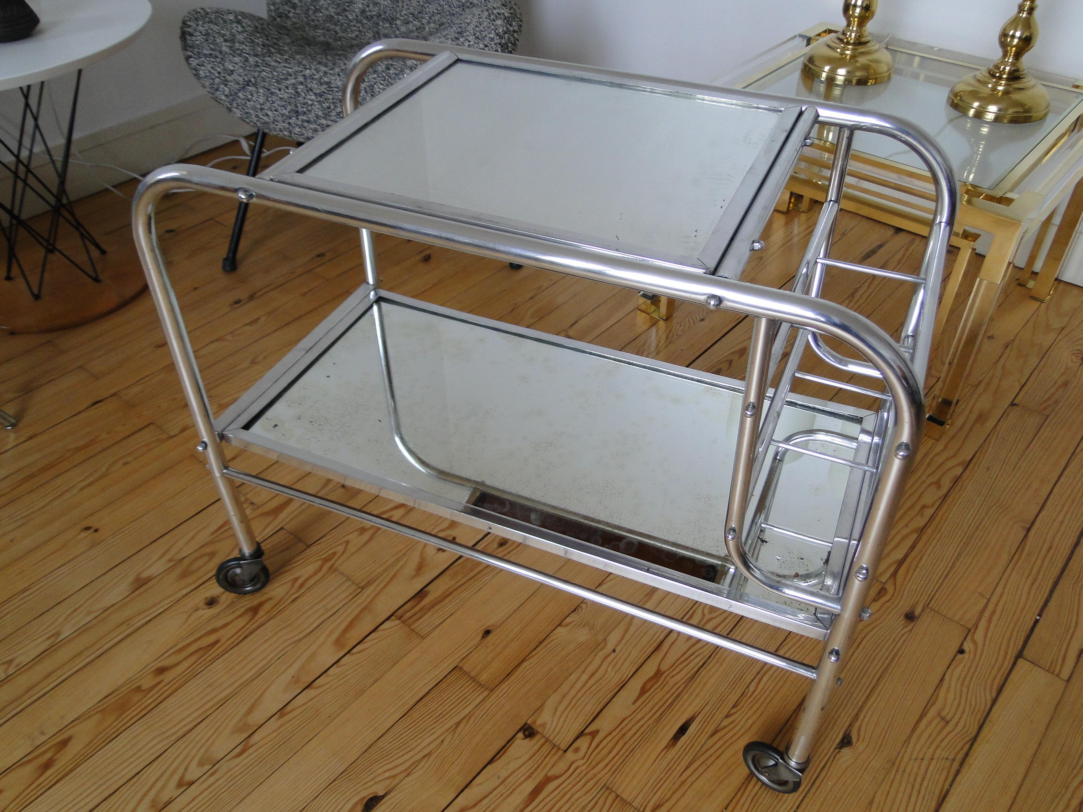 French Jacques Adnet Cart Bar Trolley Tea Table For Sale
