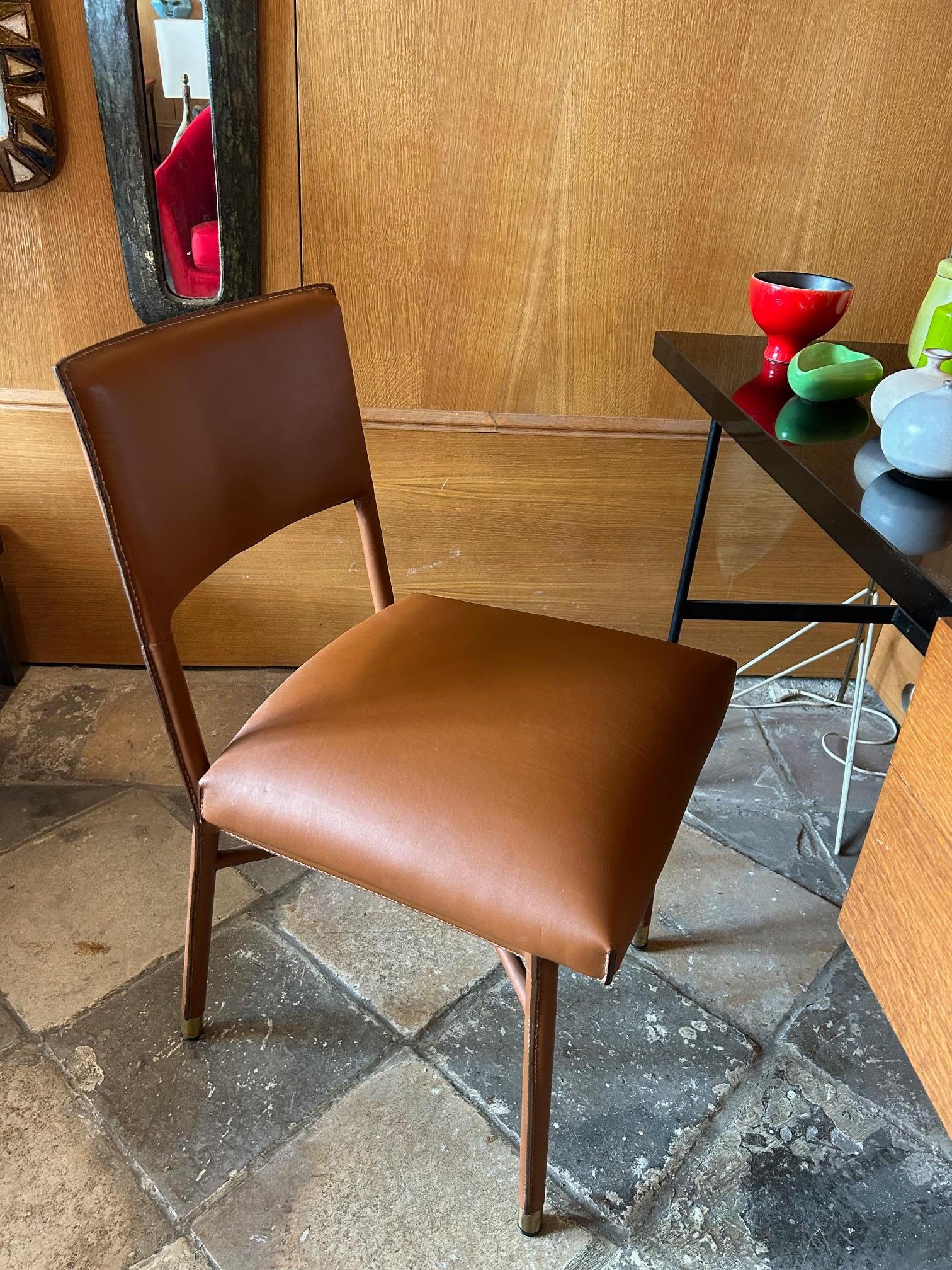 Modern Jacques Adnet chairs For Sale