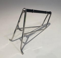 Jacques Adnet & Christofle, Silver Plated and Chinese Lacquer Bottle Holder, Fre