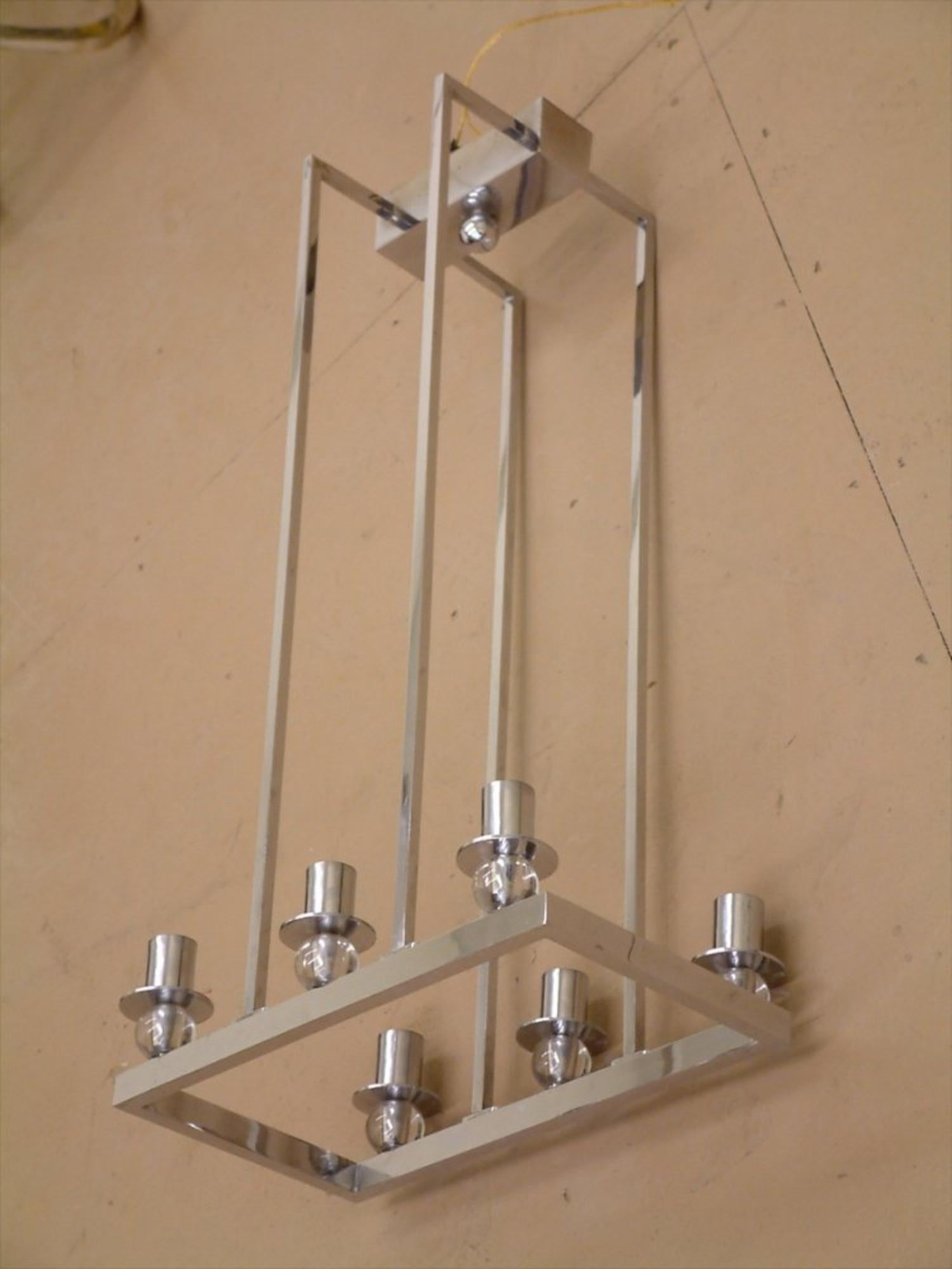 French Jacques Adnet Chrome Ceiling Fixture For Sale