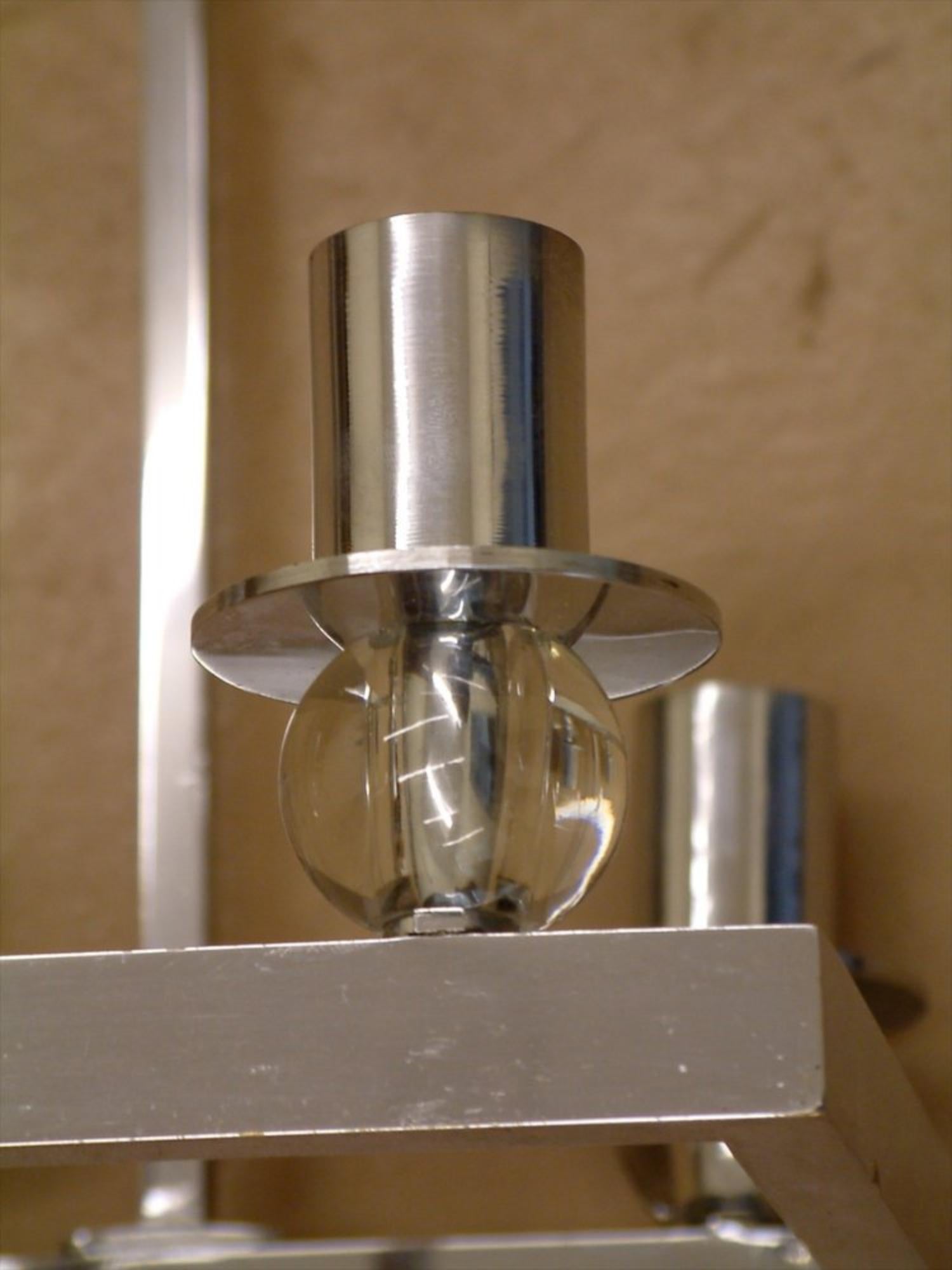 Jacques Adnet Chrome Ceiling Fixture In Good Condition For Sale In Philadelphia, PA