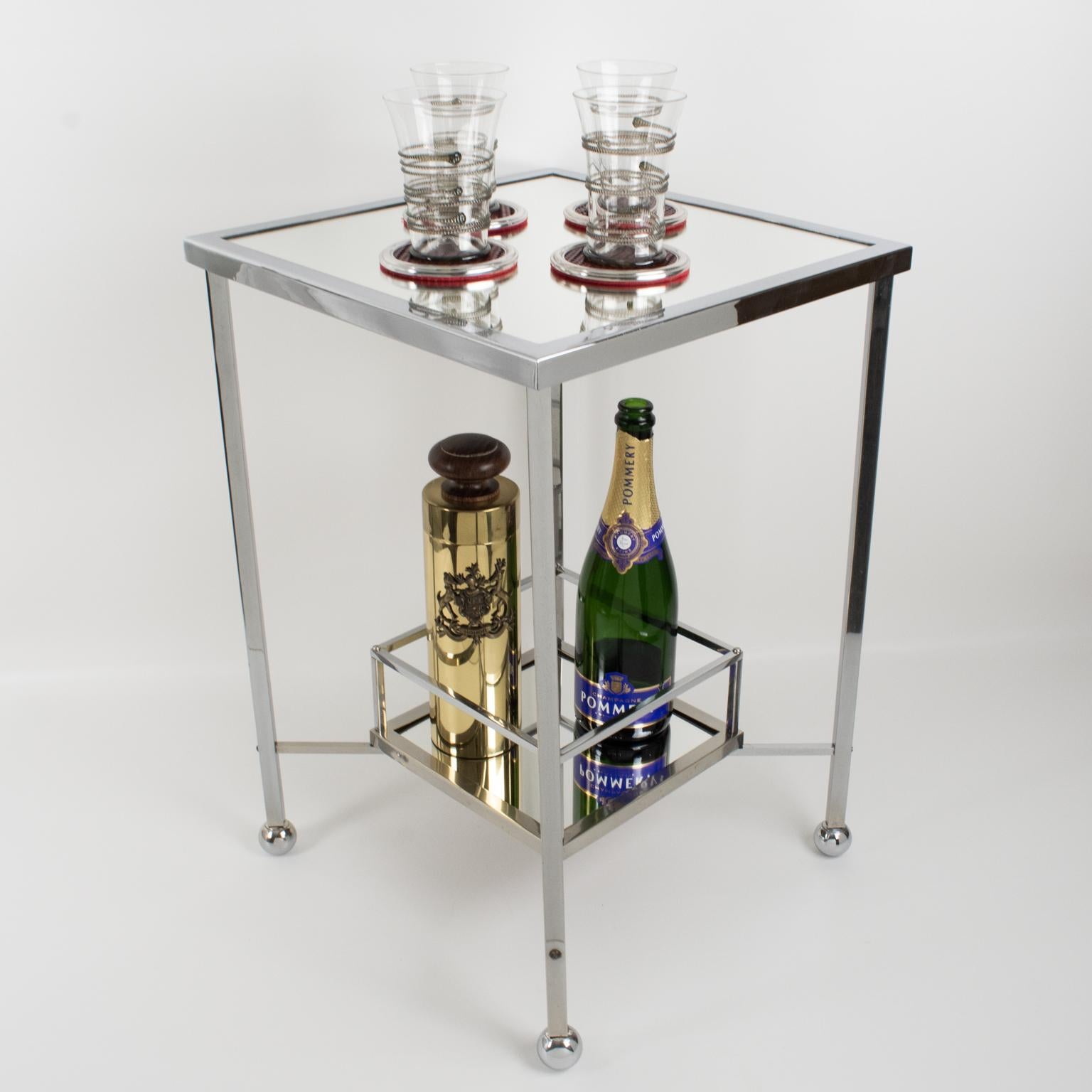 Art Deco Jacques Adnet Chrome Side Table or Bar Cart, circa 1930 For Sale