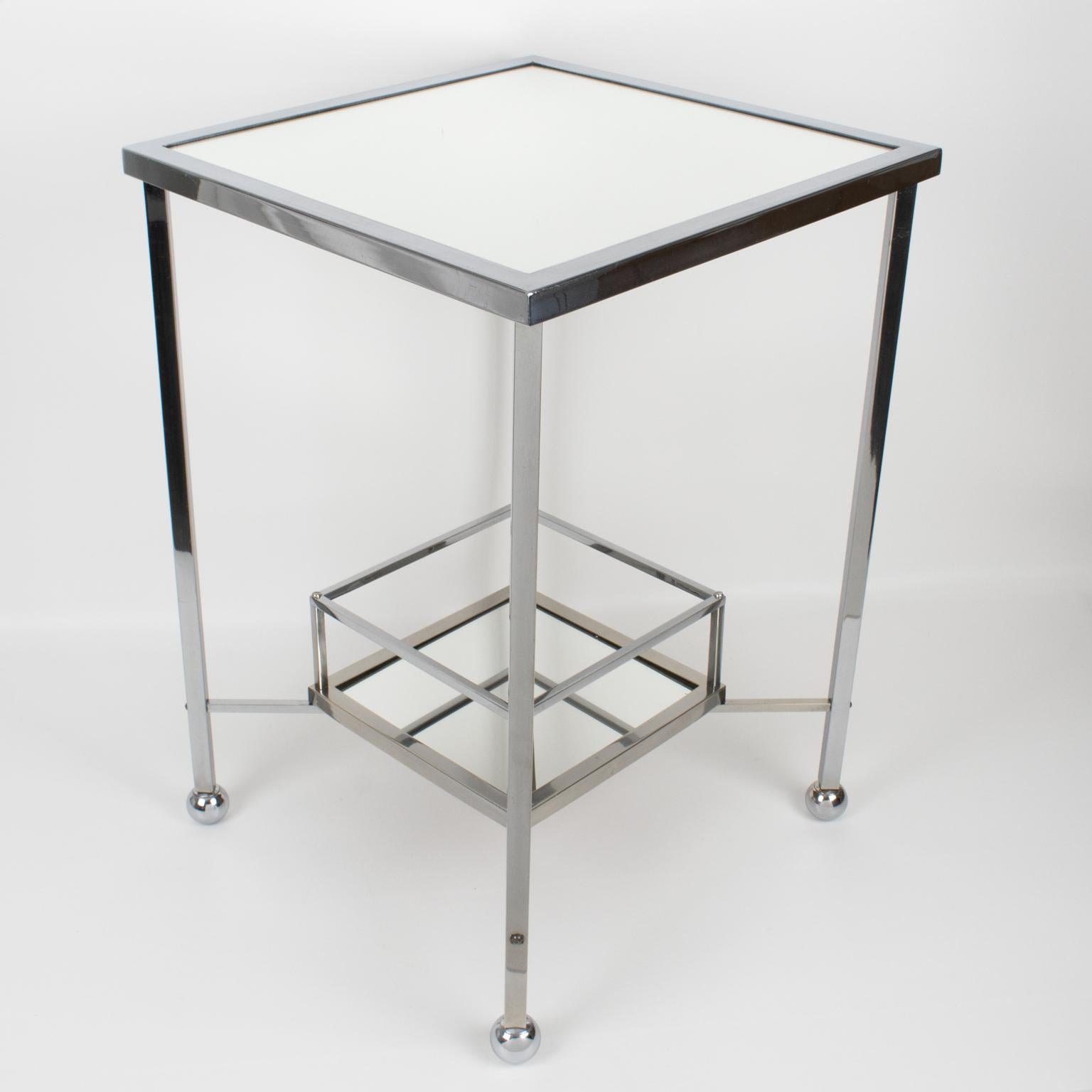 Jacques Adnet Chrome Side Table or Bar Cart, circa 1930 In Good Condition For Sale In Atlanta, GA