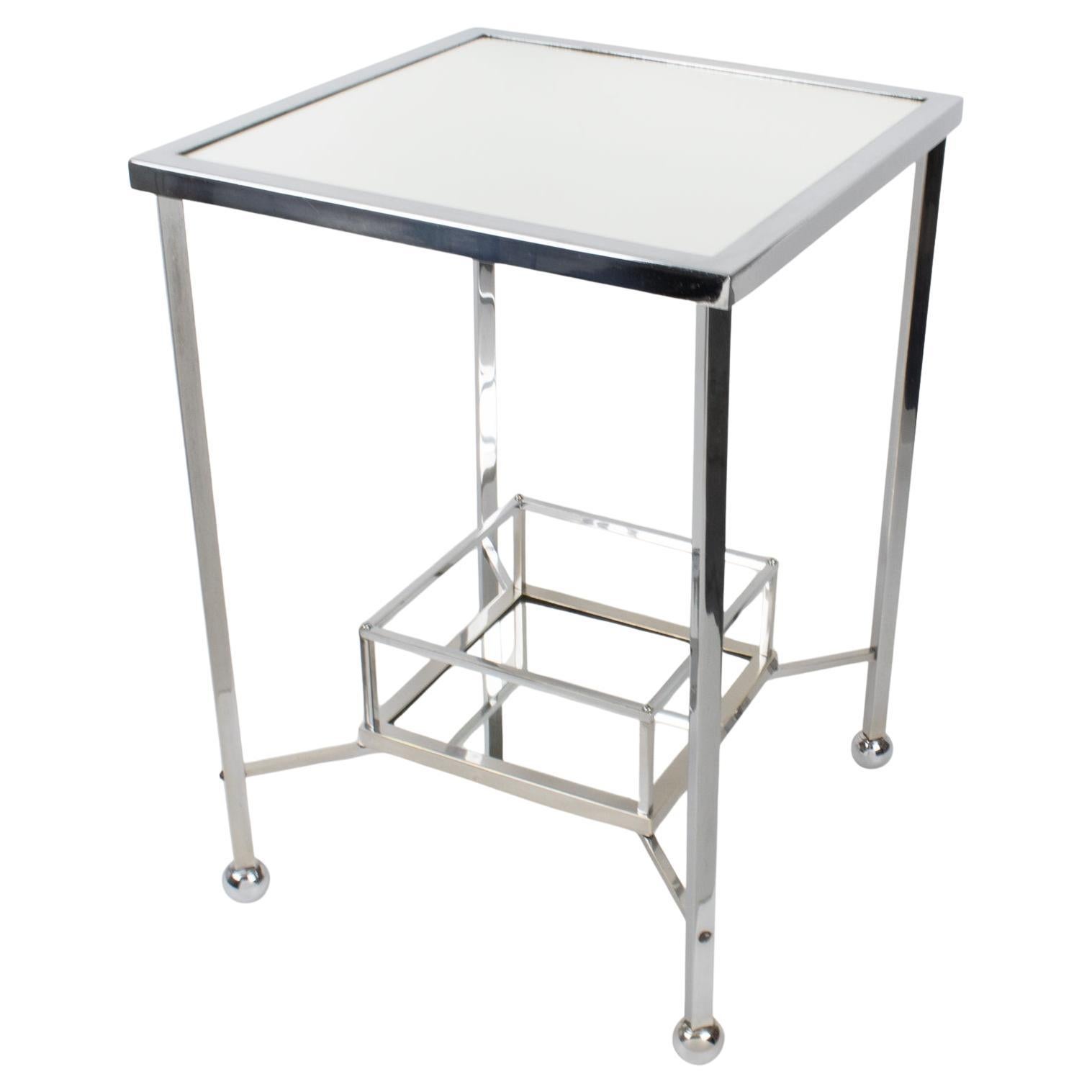 Jacques Adnet Chrome Side Table or Bar Cart, circa 1930 For Sale
