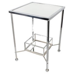 Table d'appoint ou chariot de bar en chrome Jacques Adnet, vers 1930