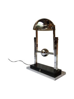 Jacques Adnet Chromed Plated Steel Modernist Lamp, 1930s