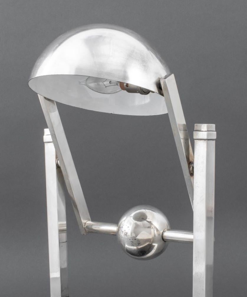 Jacques Adnet Chromed Table Lamp, ca. 1930 In Good Condition For Sale In New York, NY