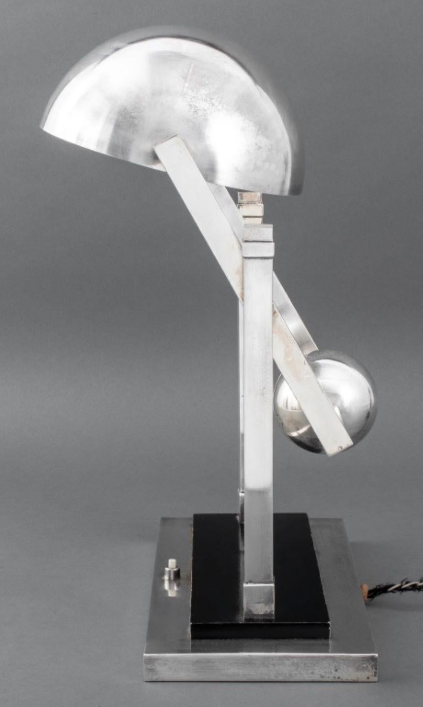 20th Century Jacques Adnet Chromed Table Lamp, ca. 1930 For Sale