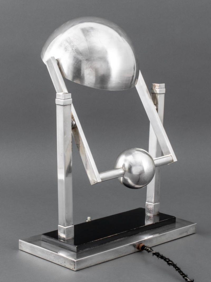 Jacques Adnet Chromed Table Lamp, ca. 1930 For Sale 1