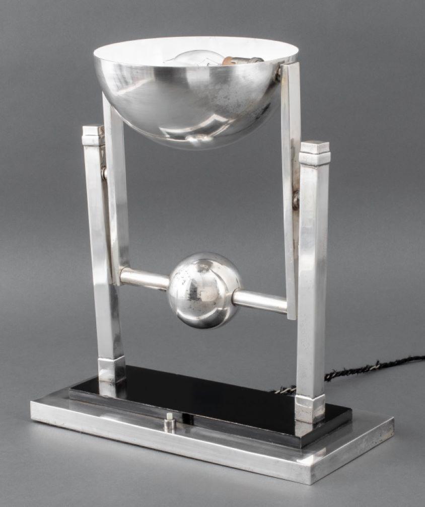Jacques Adnet Chromed Table Lamp, ca. 1930 For Sale 2