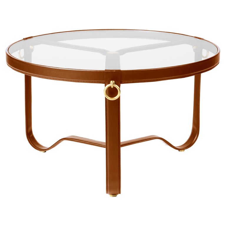 A Black Leather Wrapped and Chrome Jacques Adnet Glass Top Coffee Table A Black Leather Wrapped and Chrome Jacques Adnet Glass Top Coffee Table