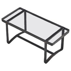 Vintage Jacques Adnet Cocktail Table Wrapped in Leather France 1950