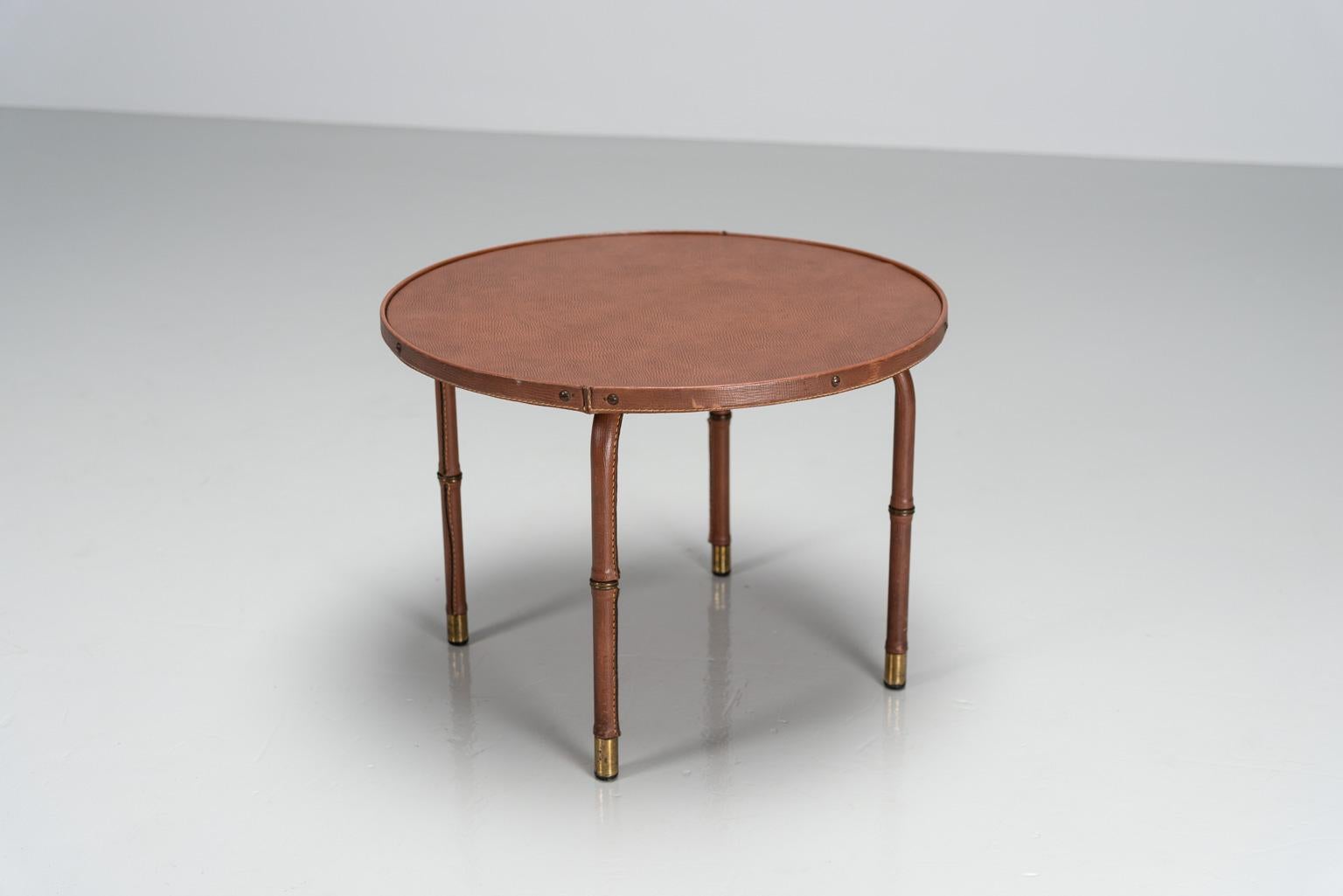 Mid-Century Modern Jacques Adnet Coffee Table Brown France 1950