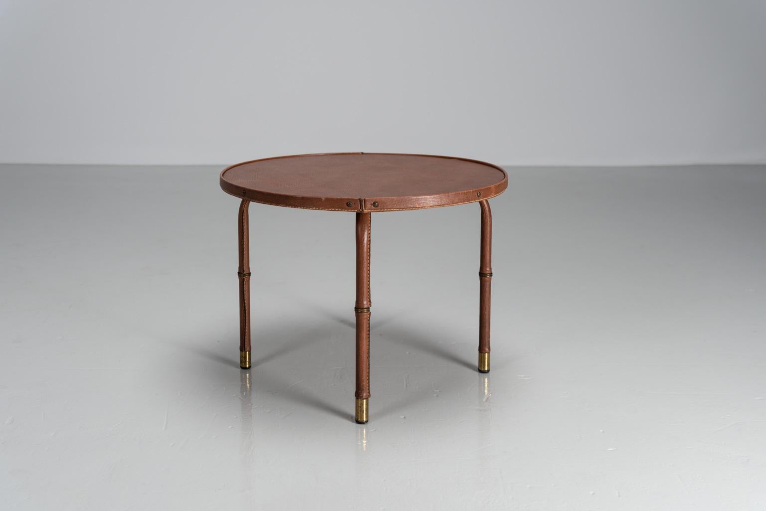 Mid-20th Century Jacques Adnet Coffee Table Brown France 1950