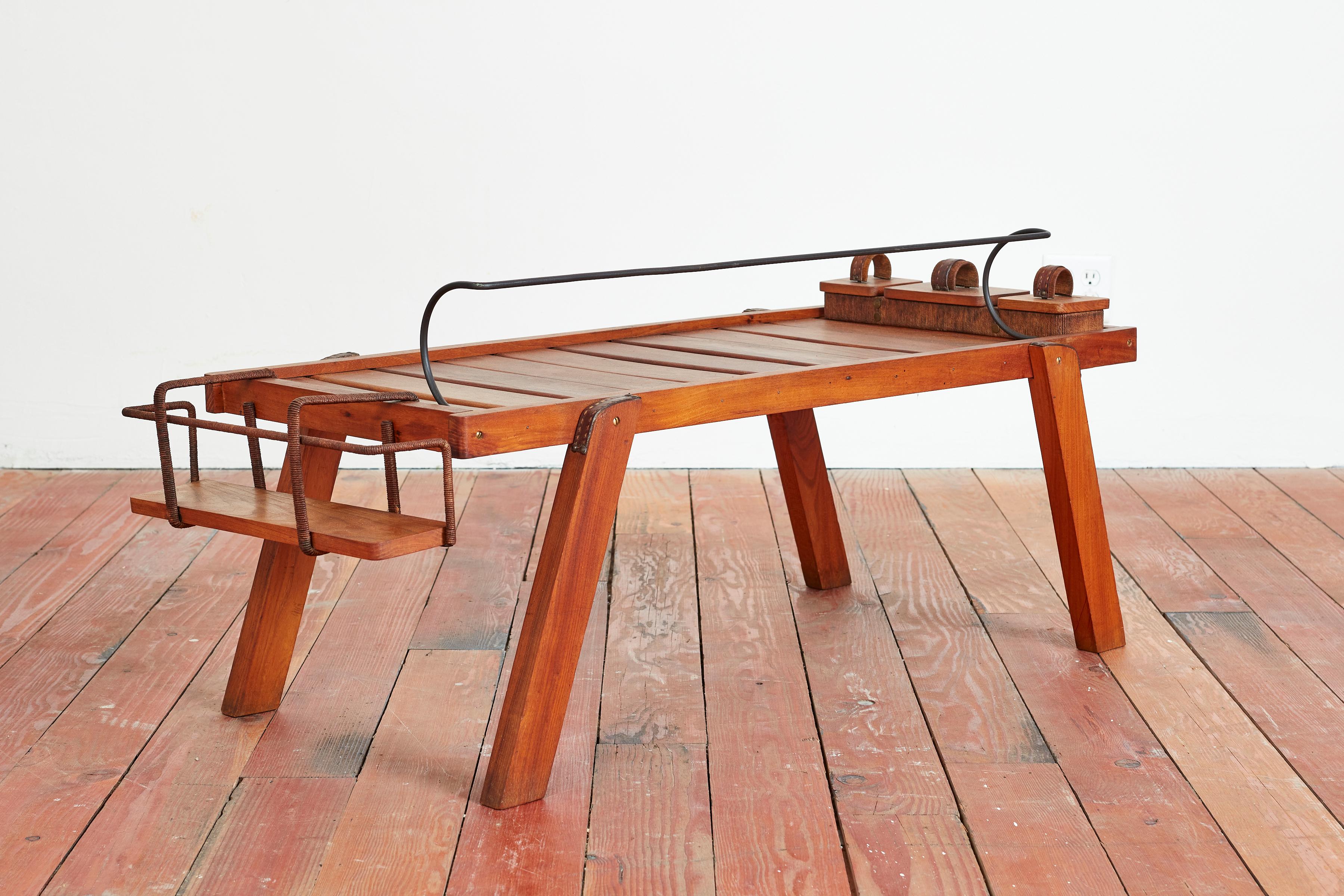 Leather Jacques Adnet Coffee Table For Sale
