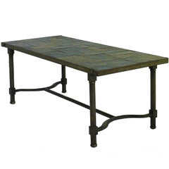 Jacques Adnet Coffee Table Slate Stone Top French Midcentury FREE SHIPPING