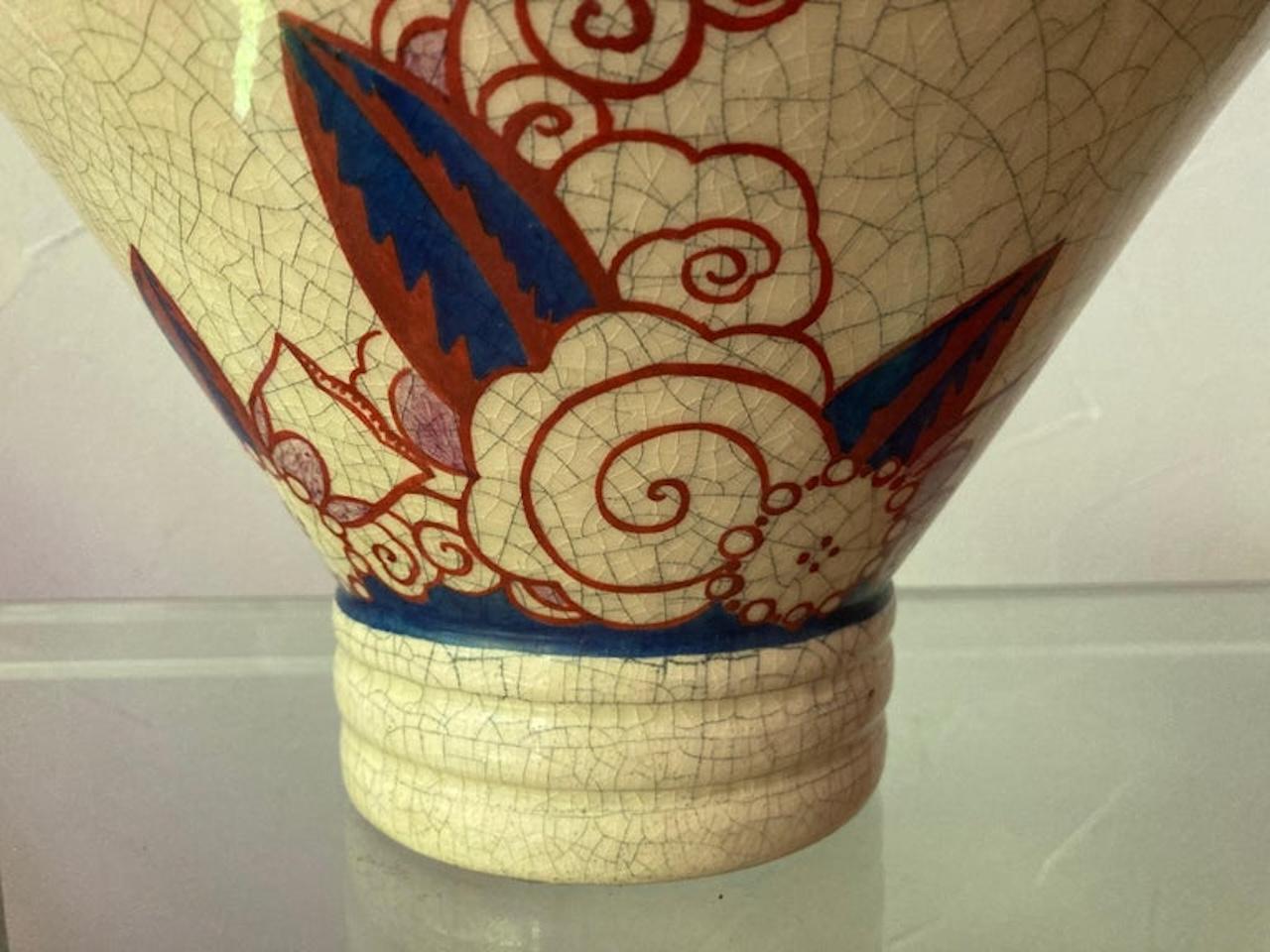 Jacques Adnet Craquelé Ceramic Bowl .  France 1925. Signed and documented. (Frühes 20. Jahrhundert) im Angebot