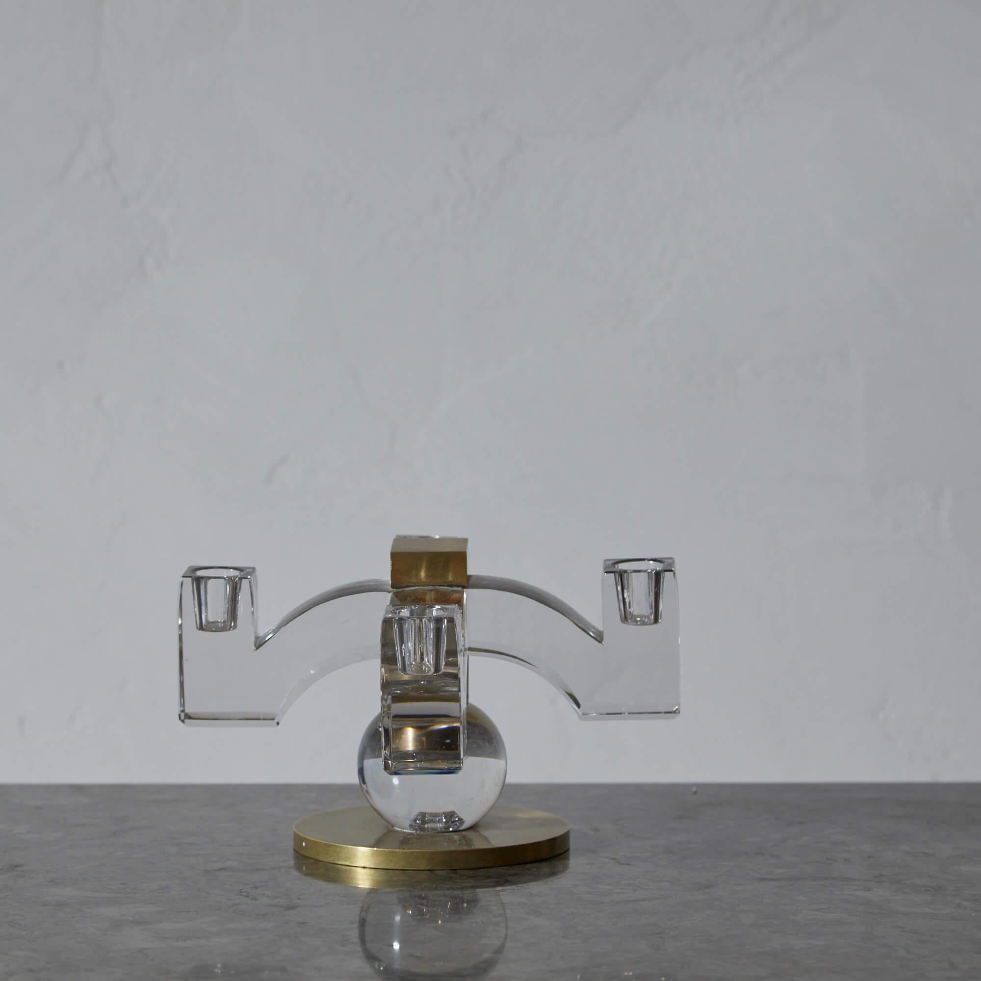 Candelabro in cristallo e bronzo Jacques Adnet per Baccarat In condizioni buone in vendita a Long Island City, NY