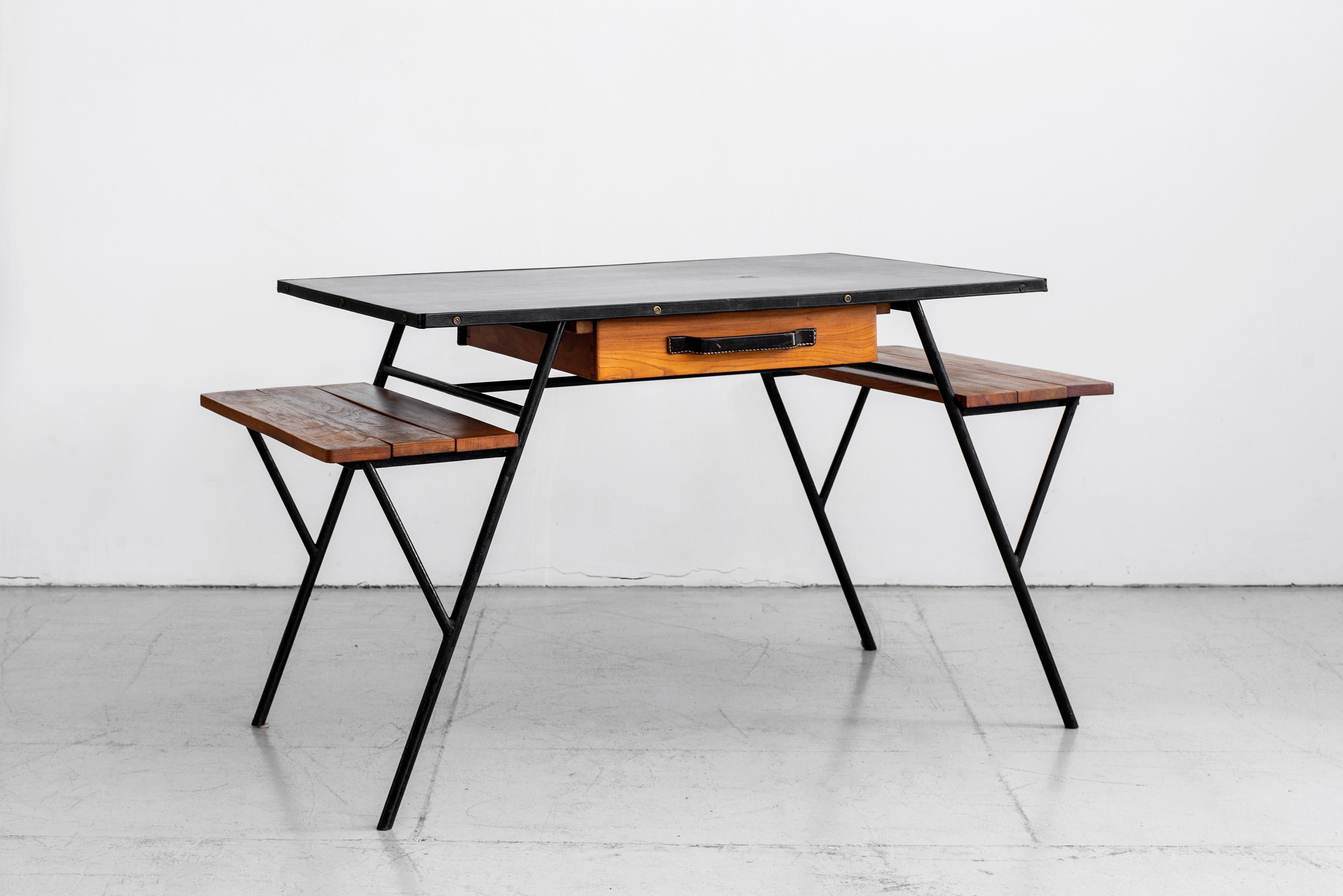 French Jacques Adnet Desk and Chair