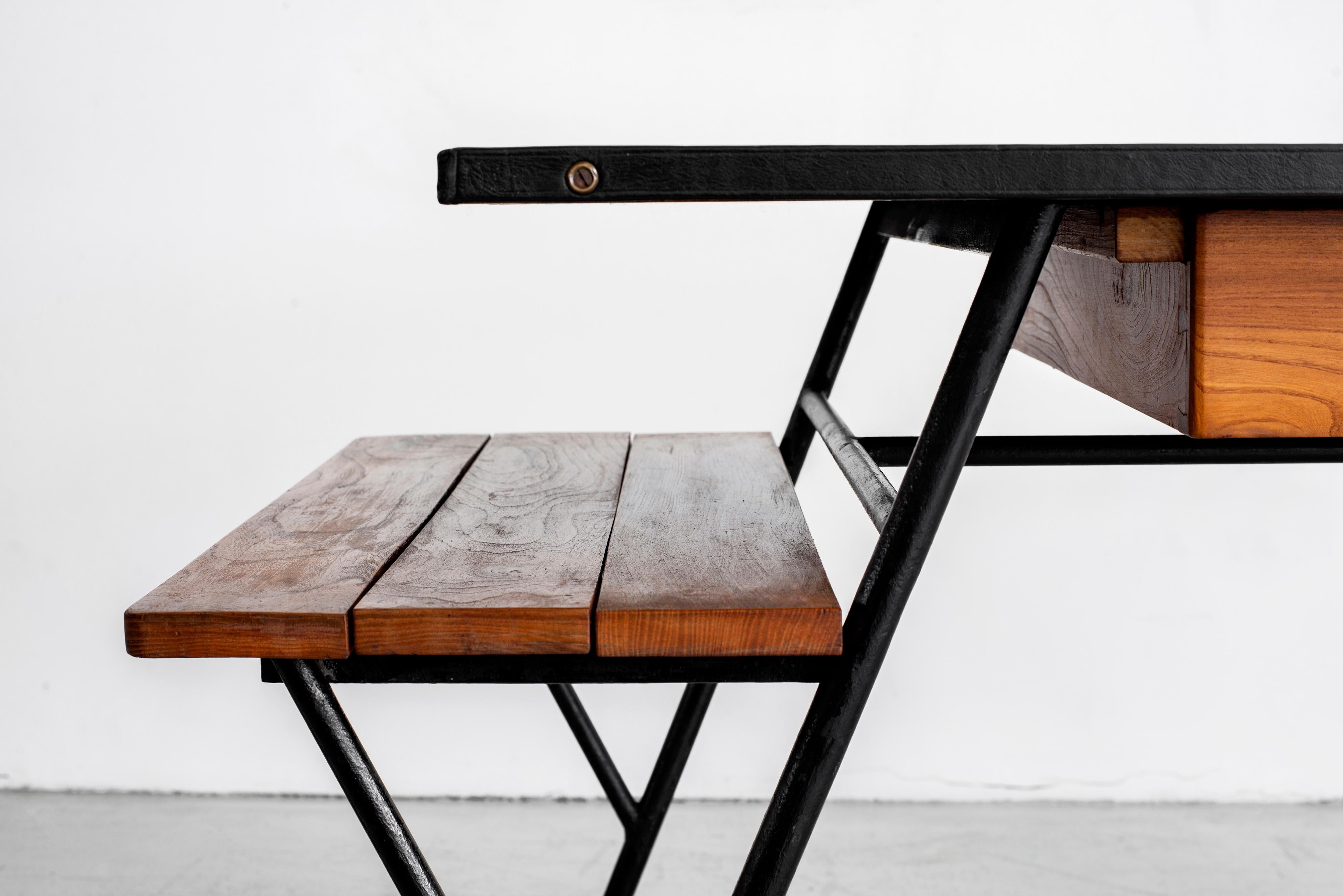 Metal Jacques Adnet Desk and Chair
