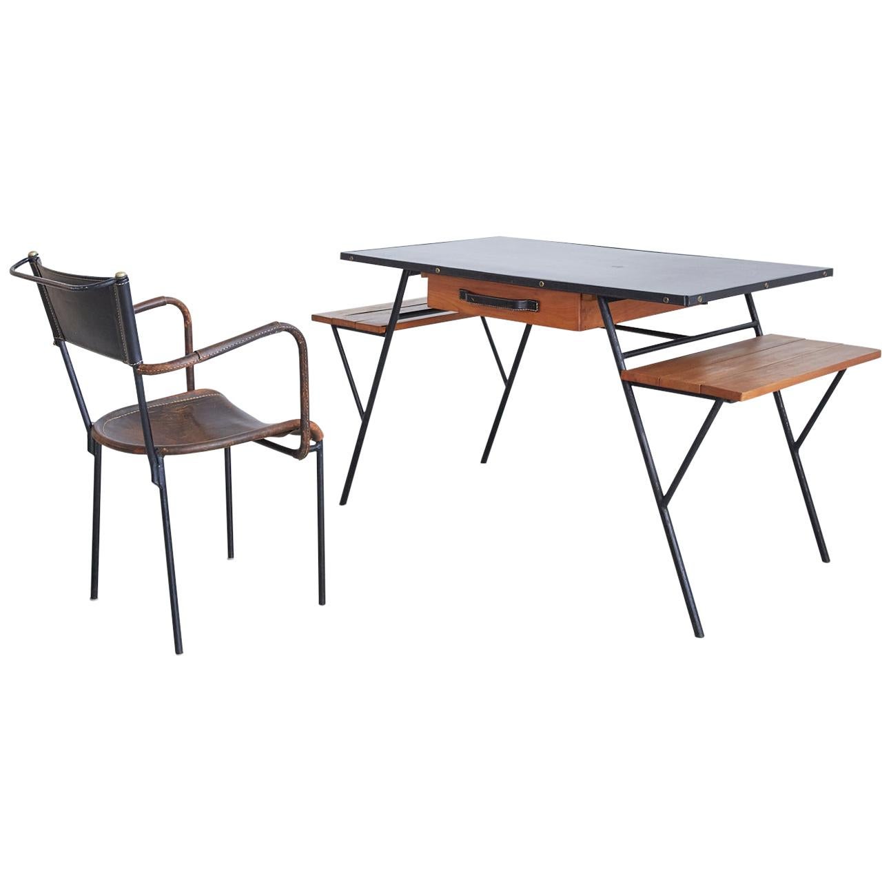 Jacques Adnet Desk and Chair