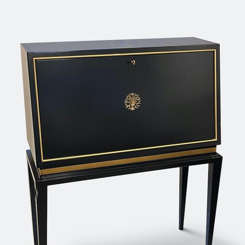 Art Deco French 1940s Ebonized Desk Attributed to Jacques Adnet