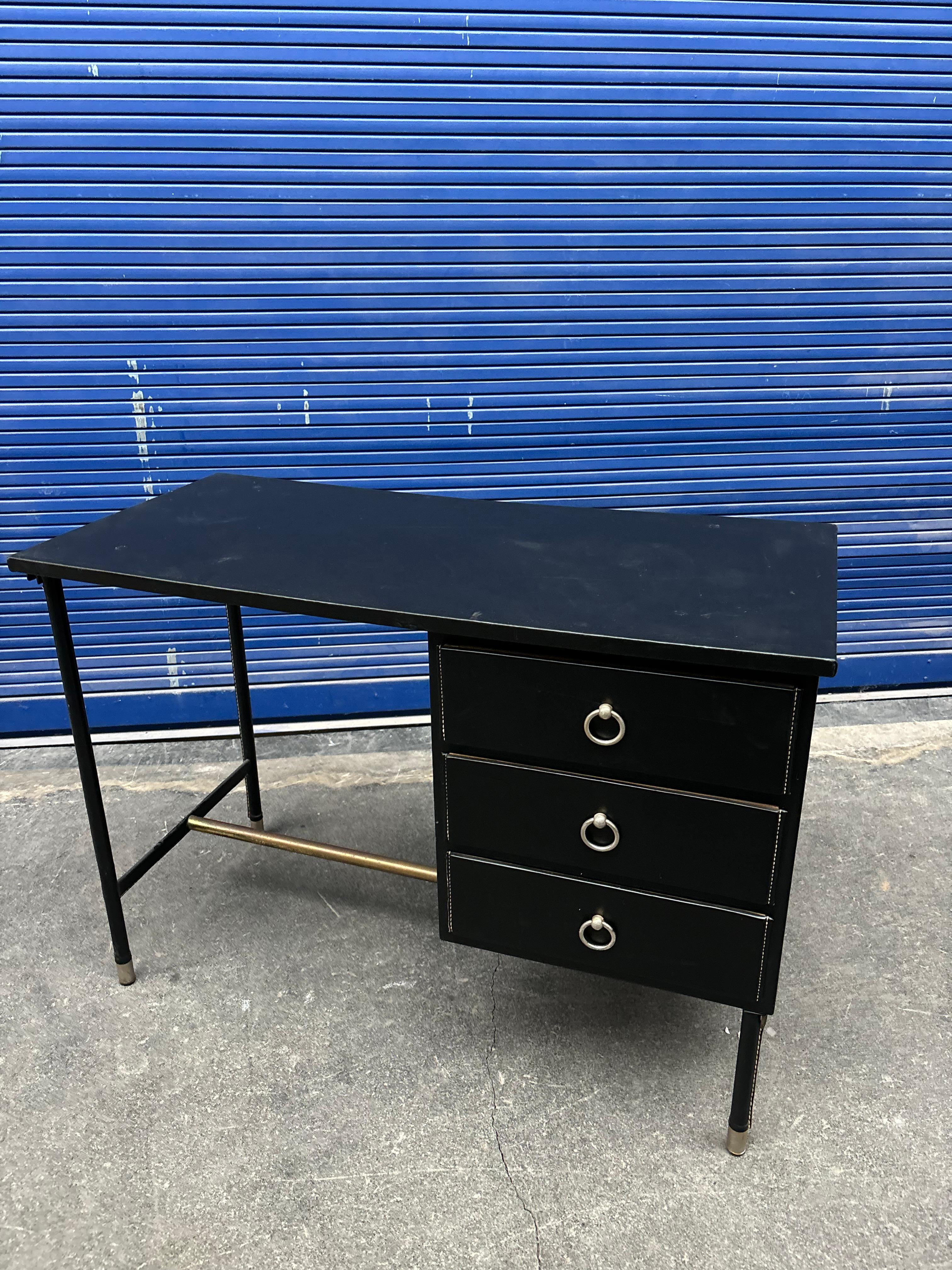 Scrivania Jacques Adnet in pelle in vendita 5