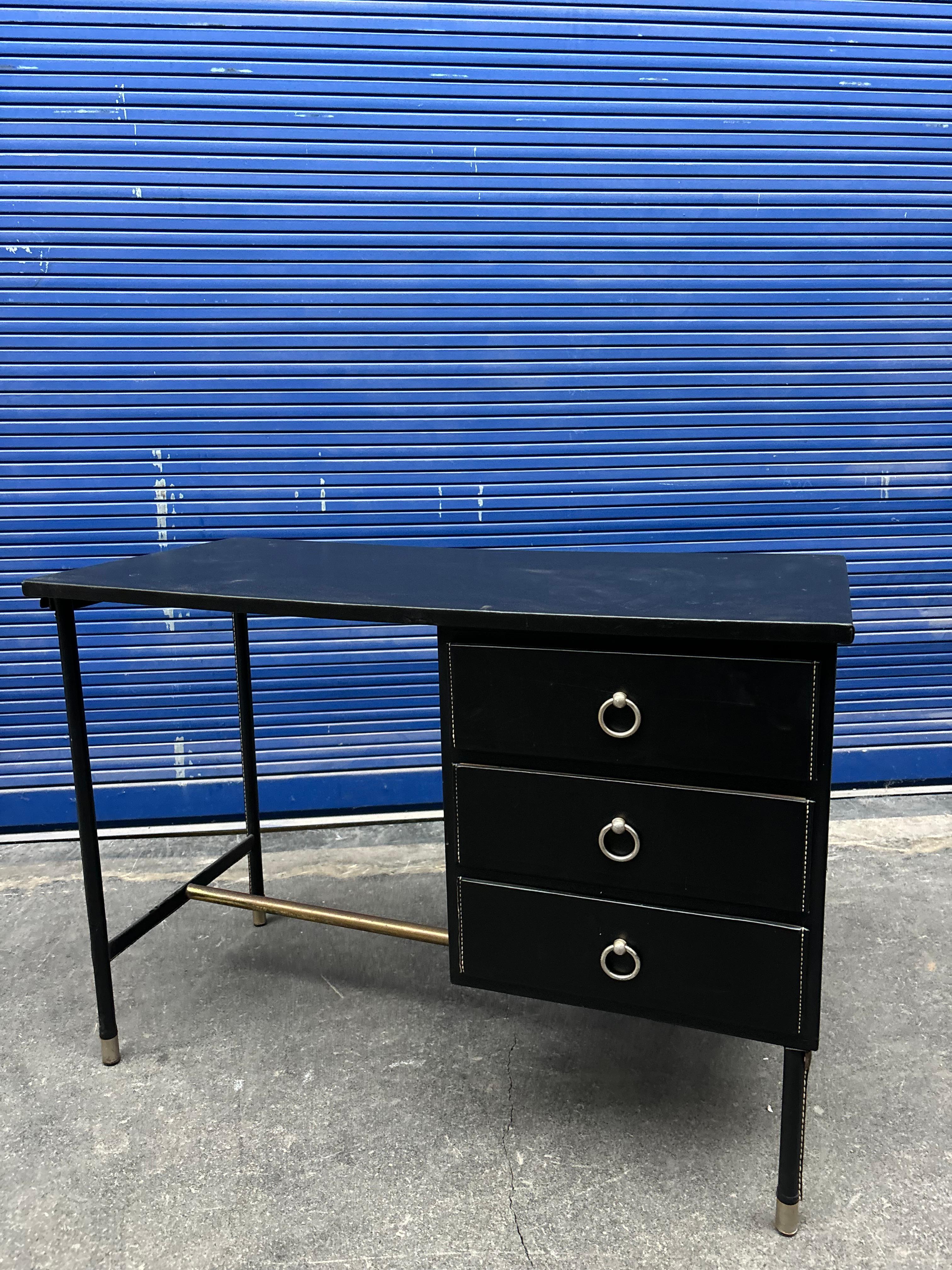 Scrivania Jacques Adnet in pelle in vendita 6