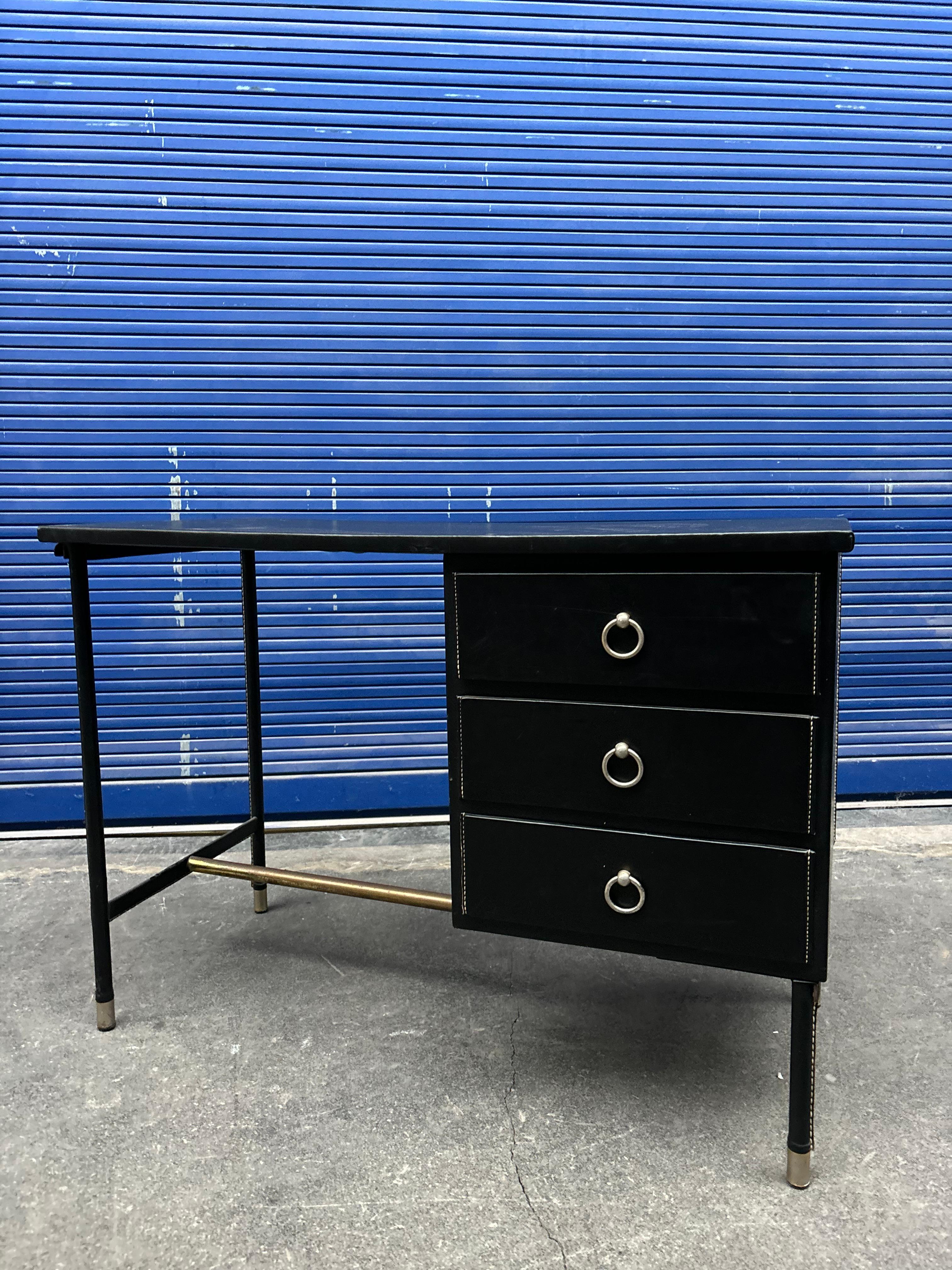 Scrivania Jacques Adnet in pelle in vendita 7