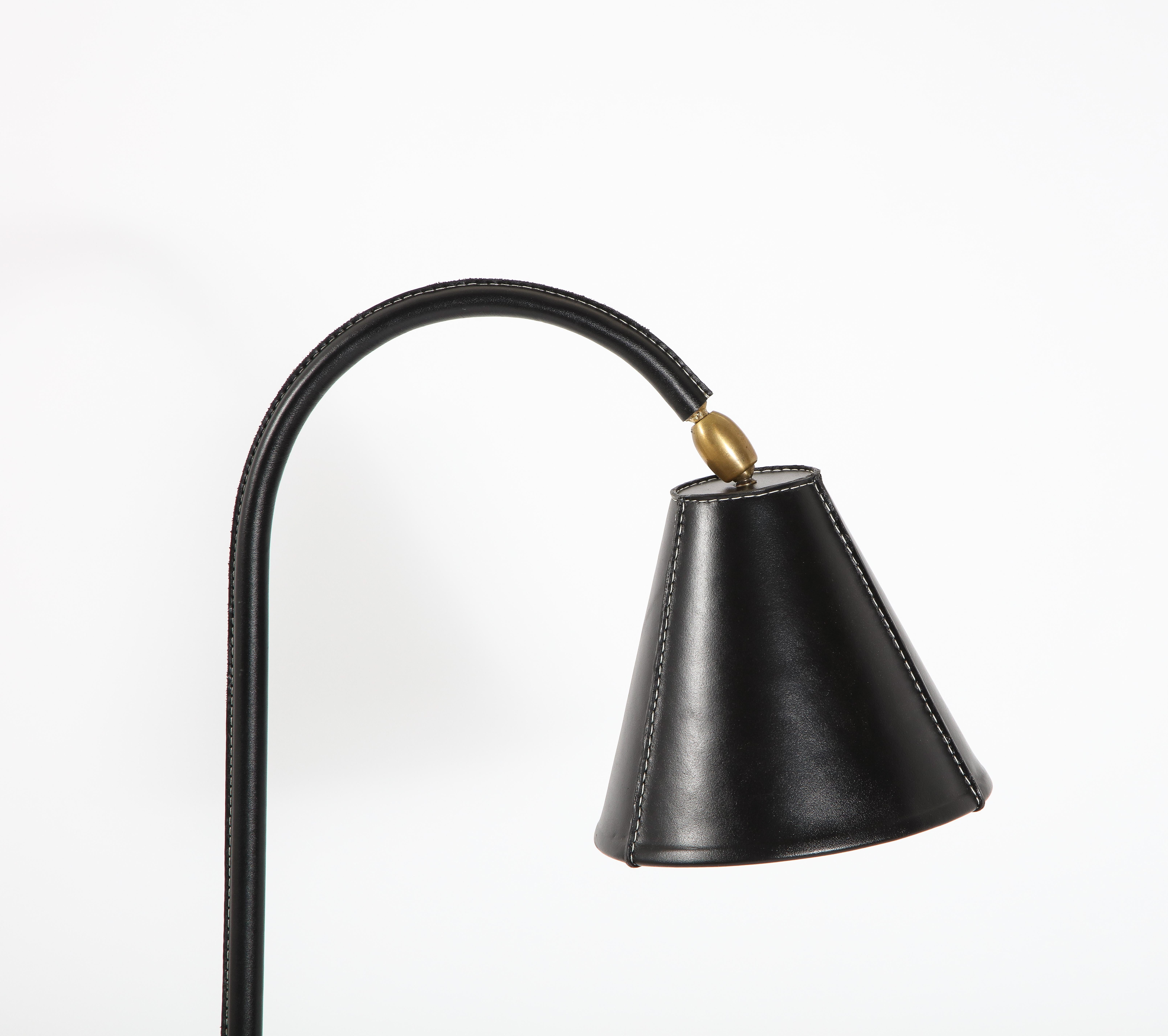 Mid-Century Modern Jacques Adnet Dual Cone Floor Lamp. France, 1950s