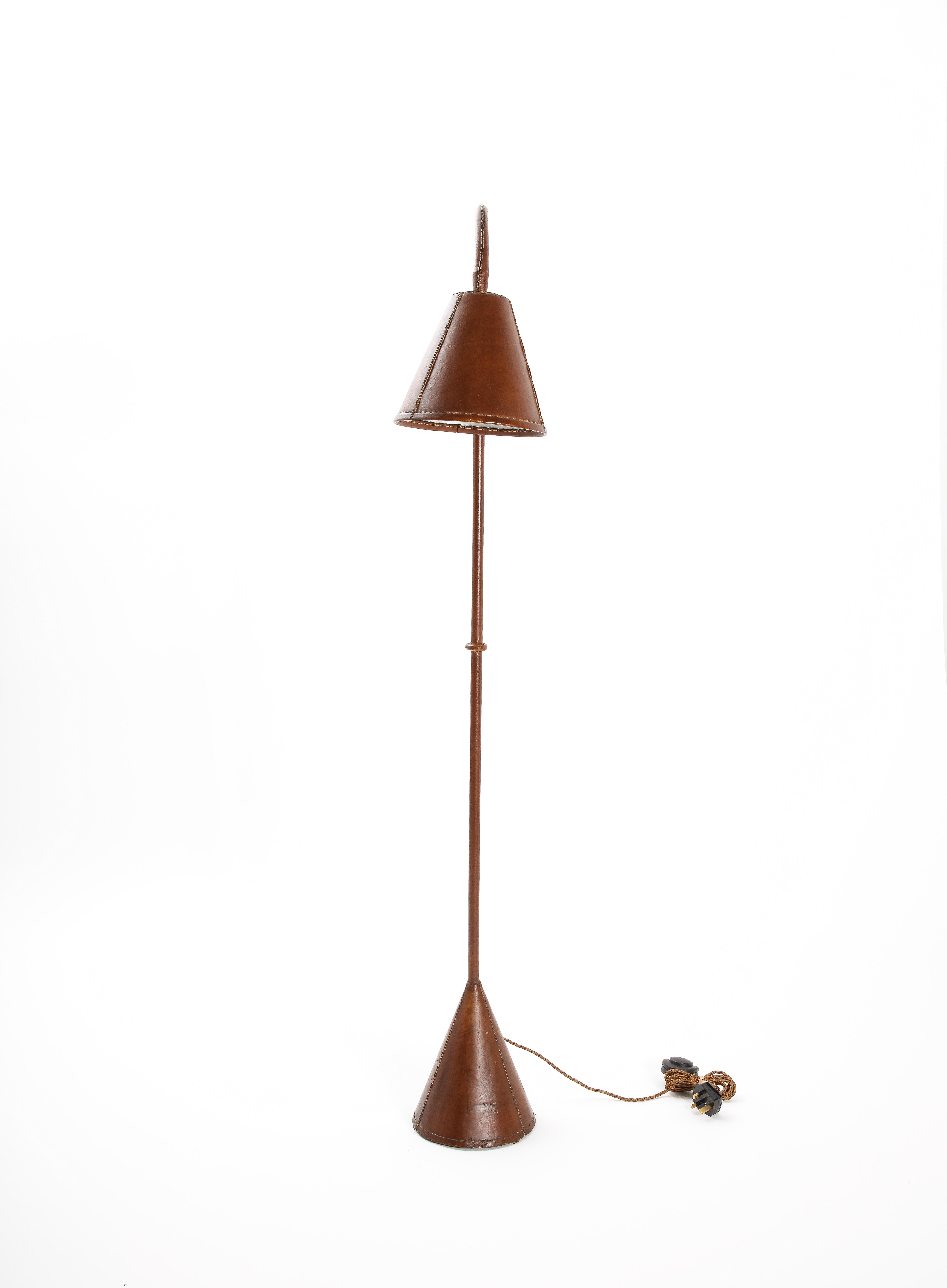 French Jacques Adnet Dual Cone Floor Lamp, France, 1950's