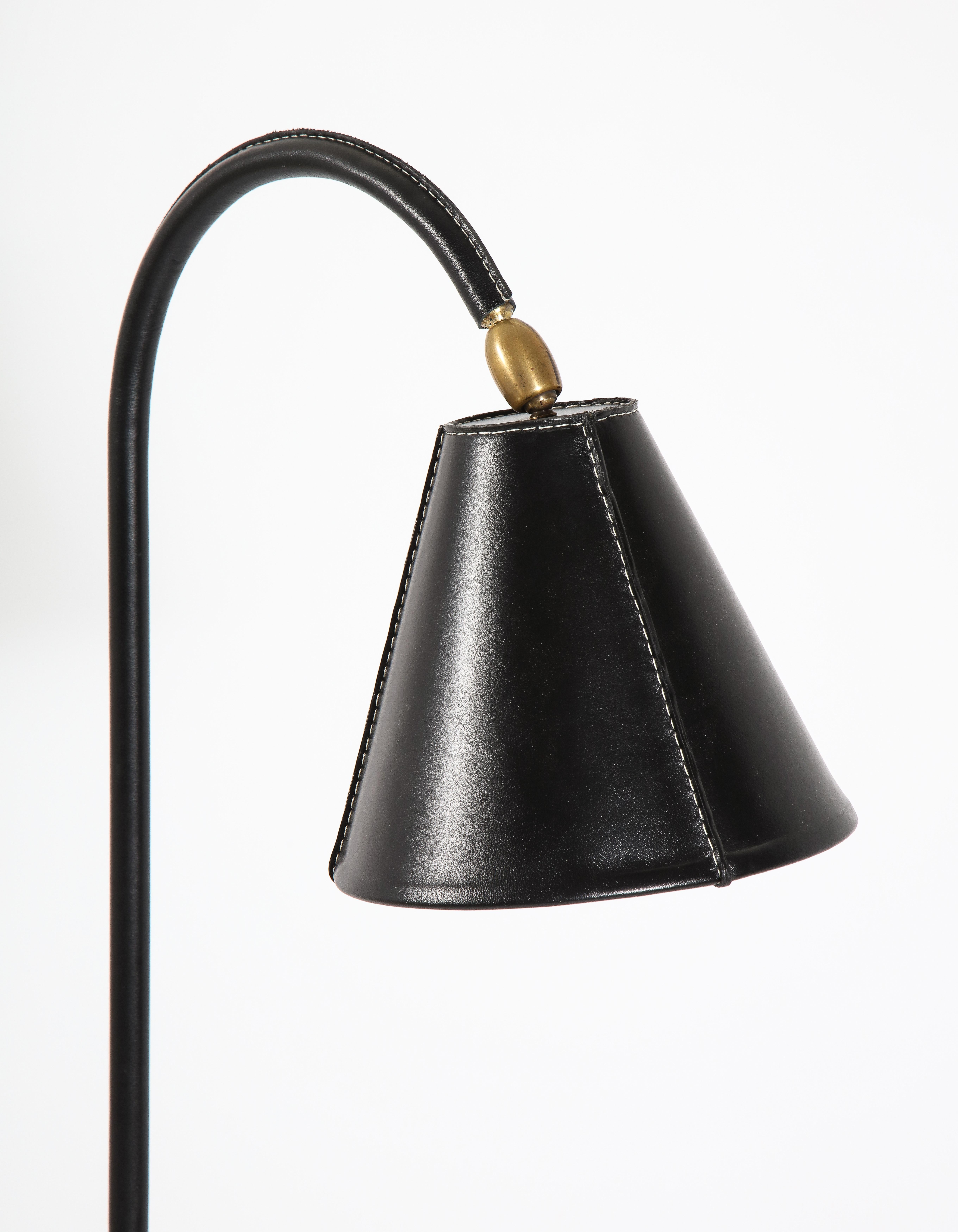 20th Century Jacques Adnet Dual Cone Floor Lamp. France, 1950s