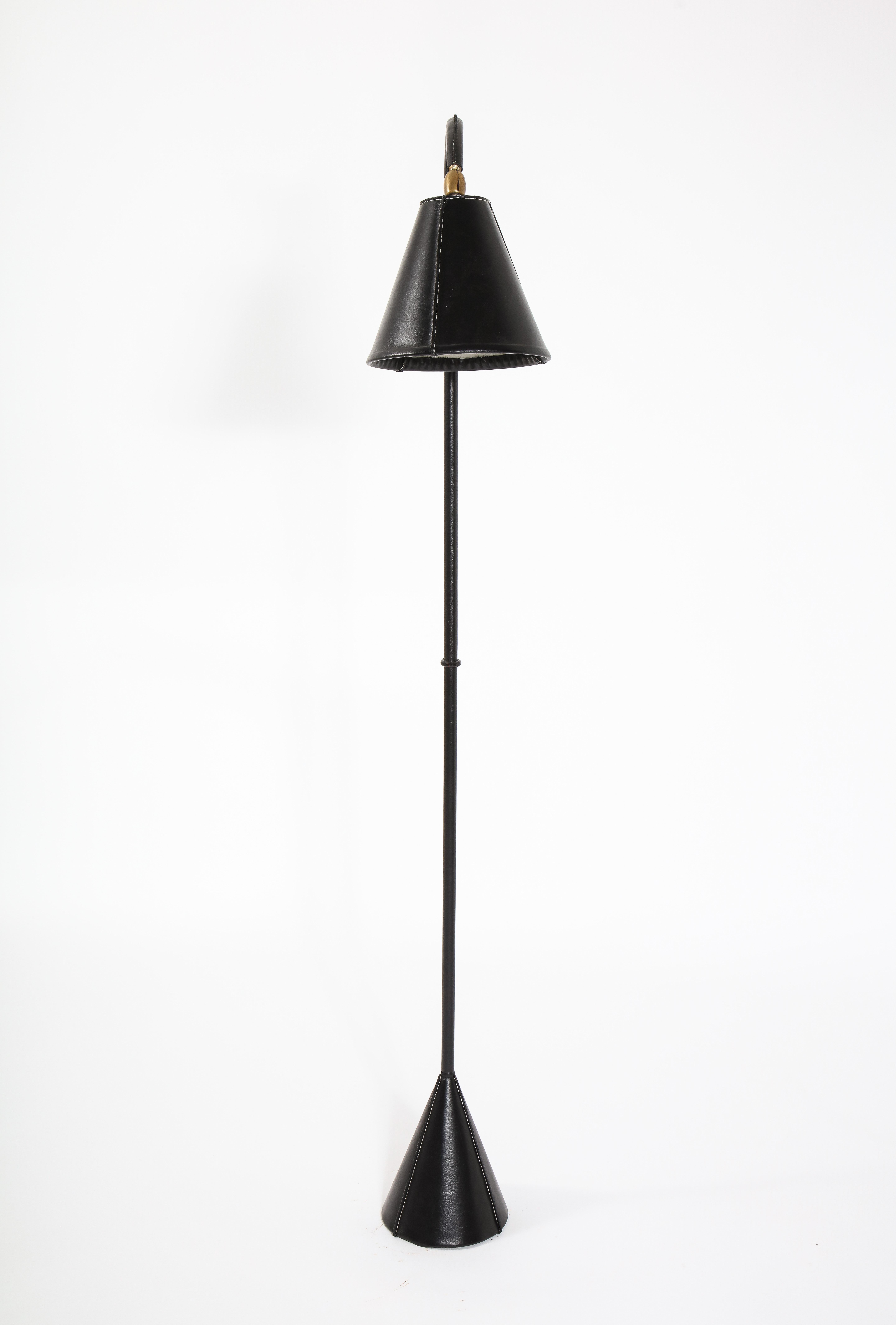 Jacques Adnet Dual Cone Floor Lamp. France, 1950s 1